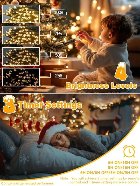 EEW - Cadena de luces de Navidad controladas por voz, 99 pies, 300...