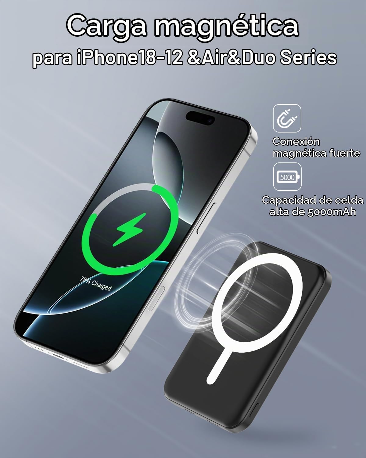 podoru para MagSafe Power Bank 5000mAh, cargador portátil magnético...