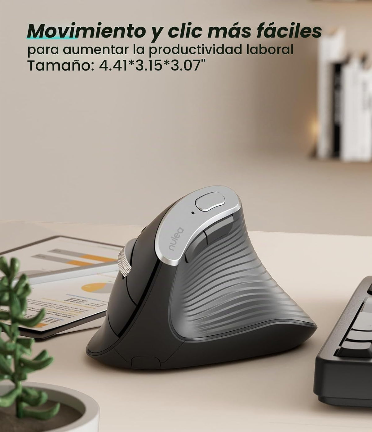 Nulea M510 - Mouse vertical inalámbrico, ergonómico para un seguimi...