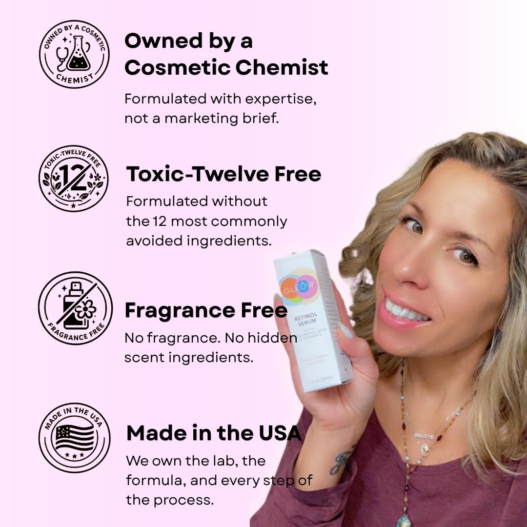 GLEOW - Suero de retinol para cara con ácido hialurónico y vitamina...