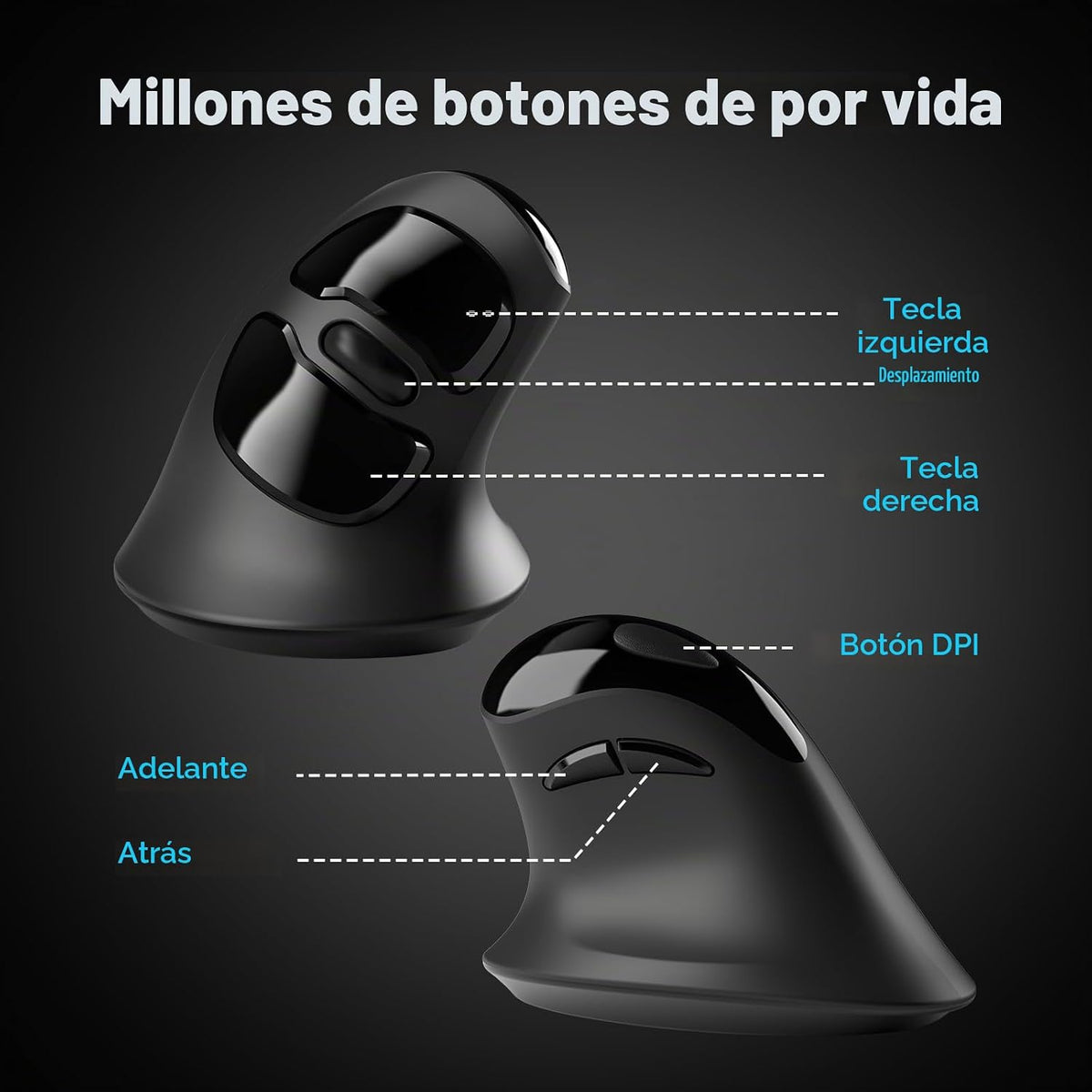 MicroPack Ratón ergonómico, ratón inalámbrico vertical con USB A y...