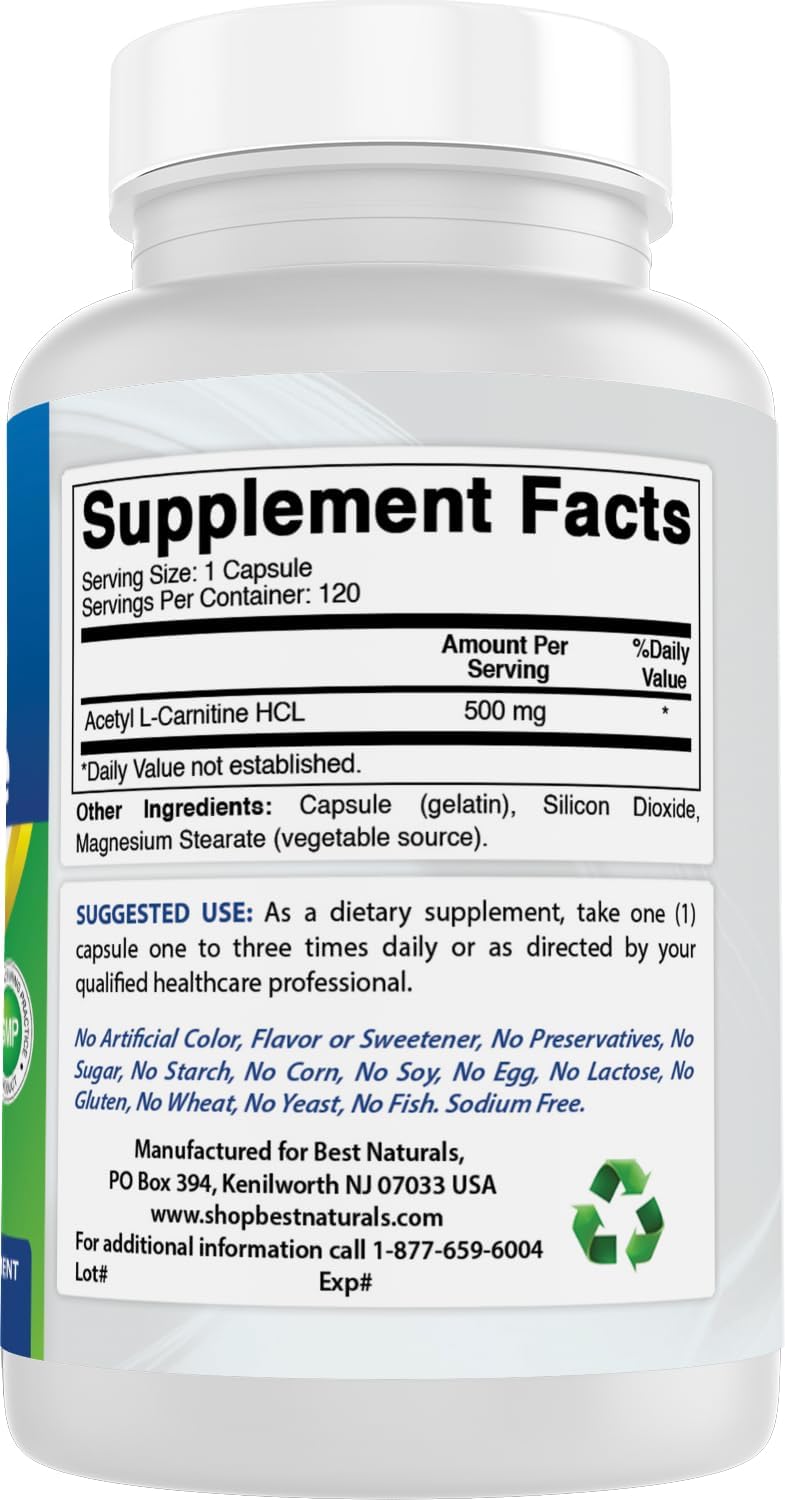 Best Naturals Acetil L-carnitina (ALCAR) 500 mg, 120 cápsulas, 120...