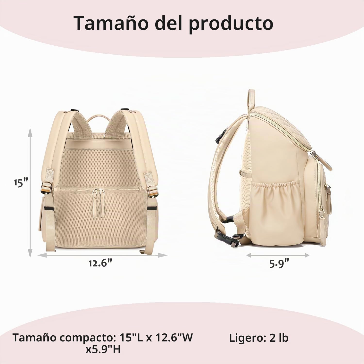LORADI Mochila ligera para pañales, mediana | Clips para cochecito,...
