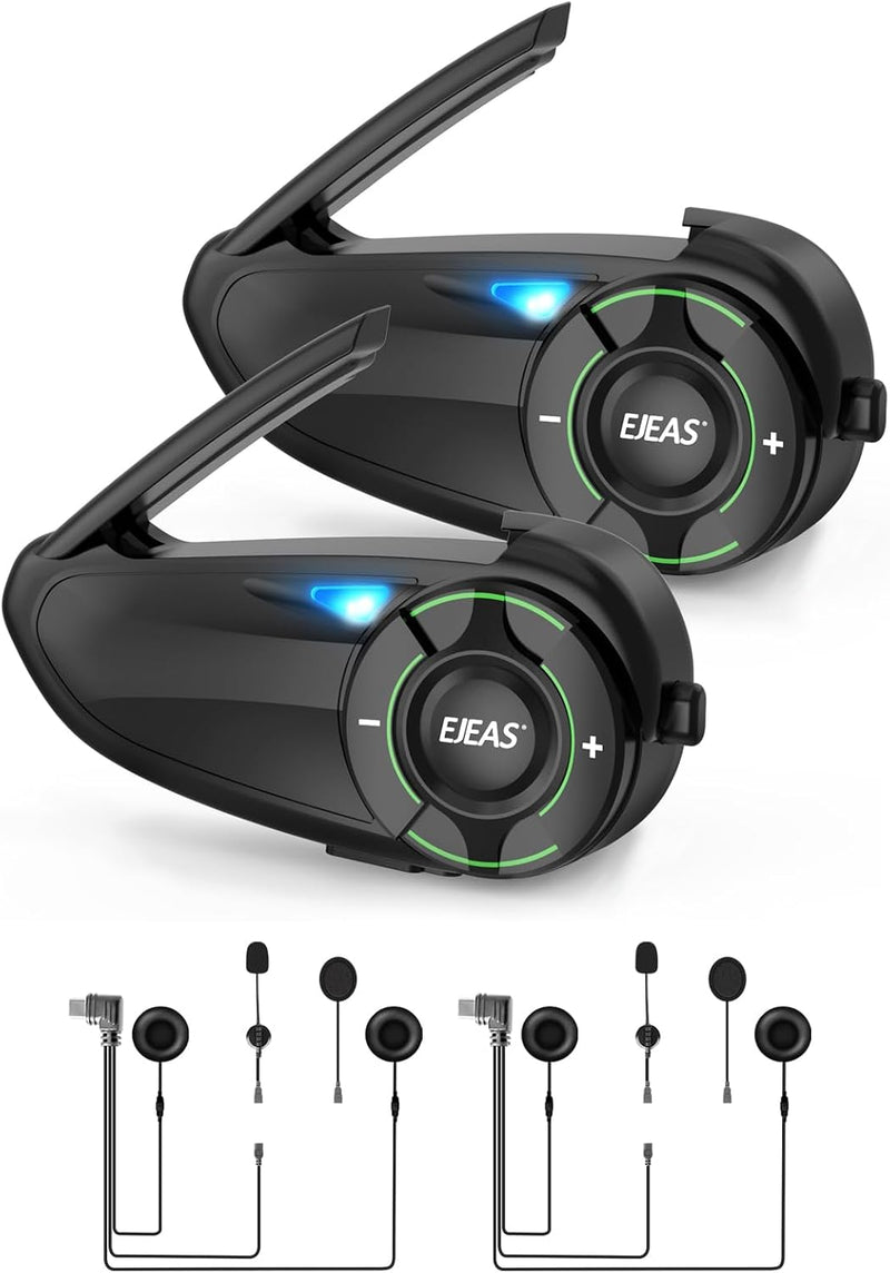 EJEAS Q8 - 2 auriculares Bluetooth para motocicleta, sistema de int...