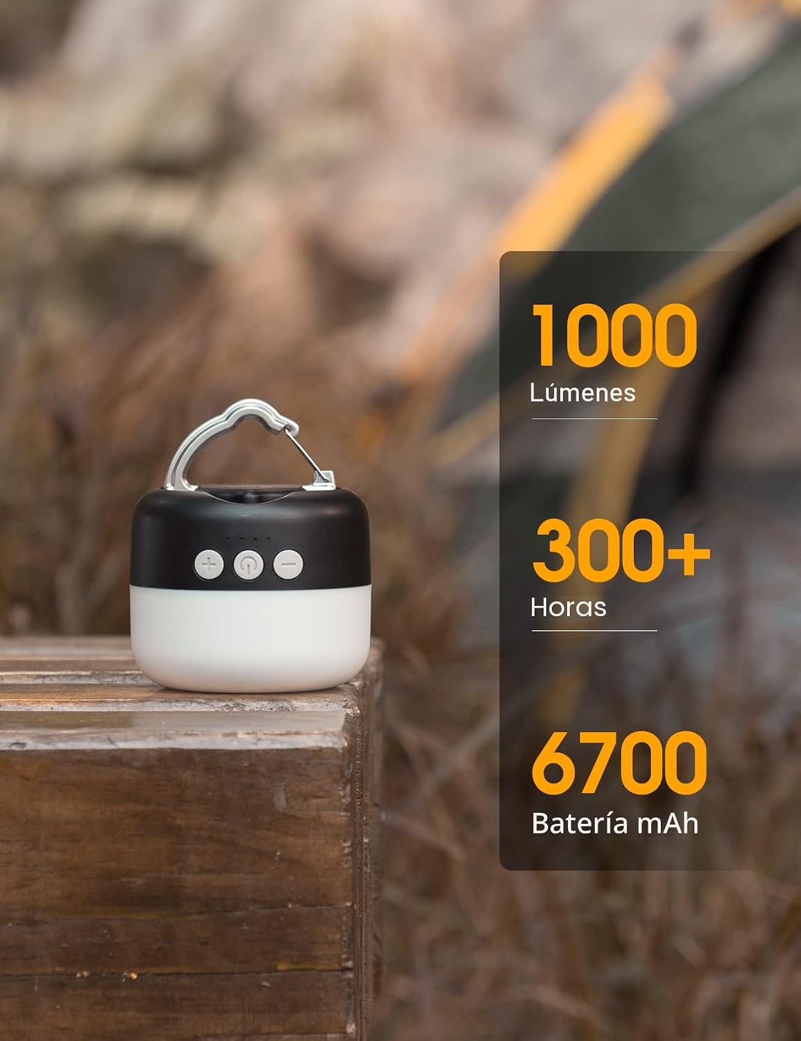Linterna LED para Campamento Recargable 1000LM, Hasta 300H de Tiemp...