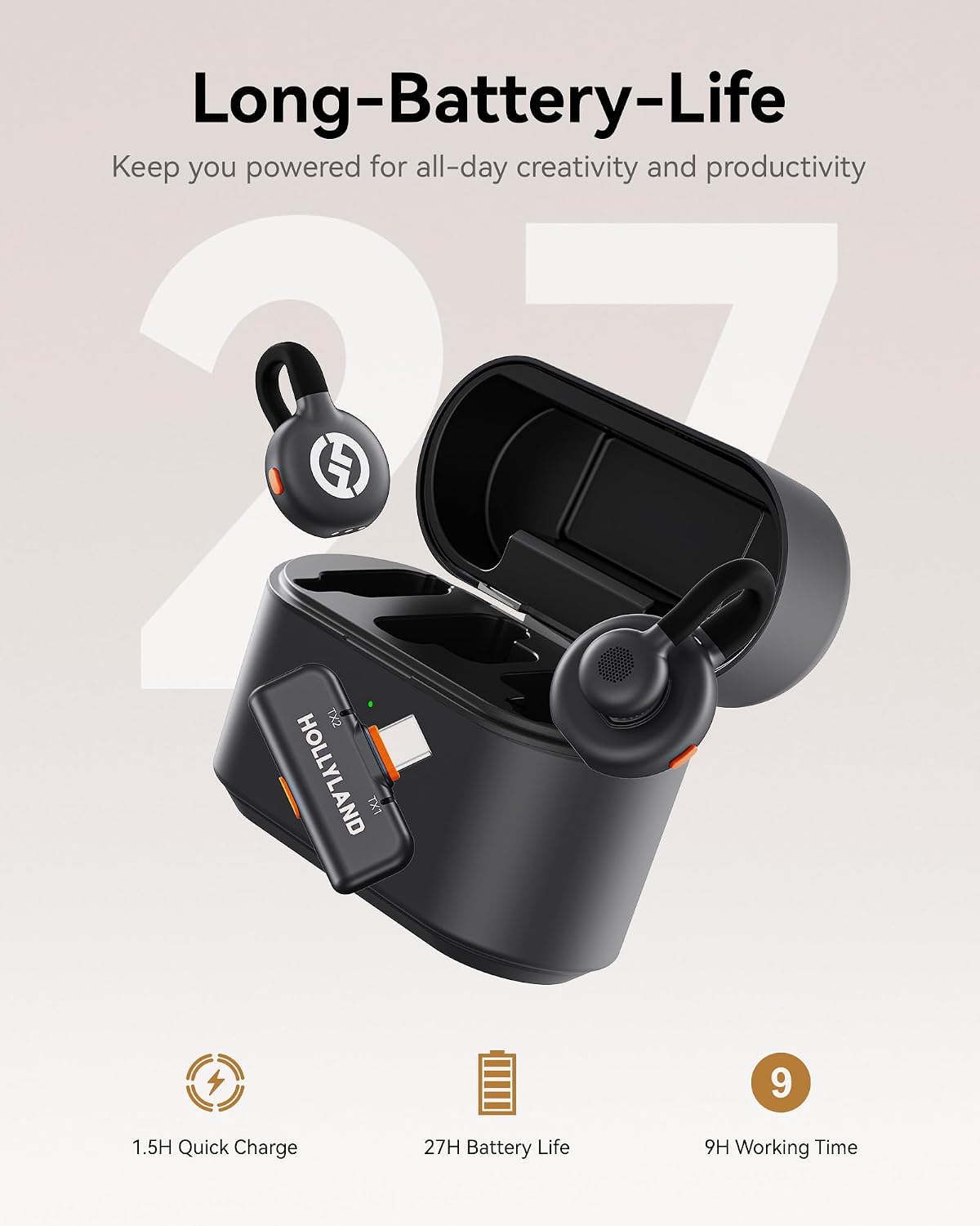 Hollyland Lark M2S Micrófono inalámbrico con conector USB-C para iP...