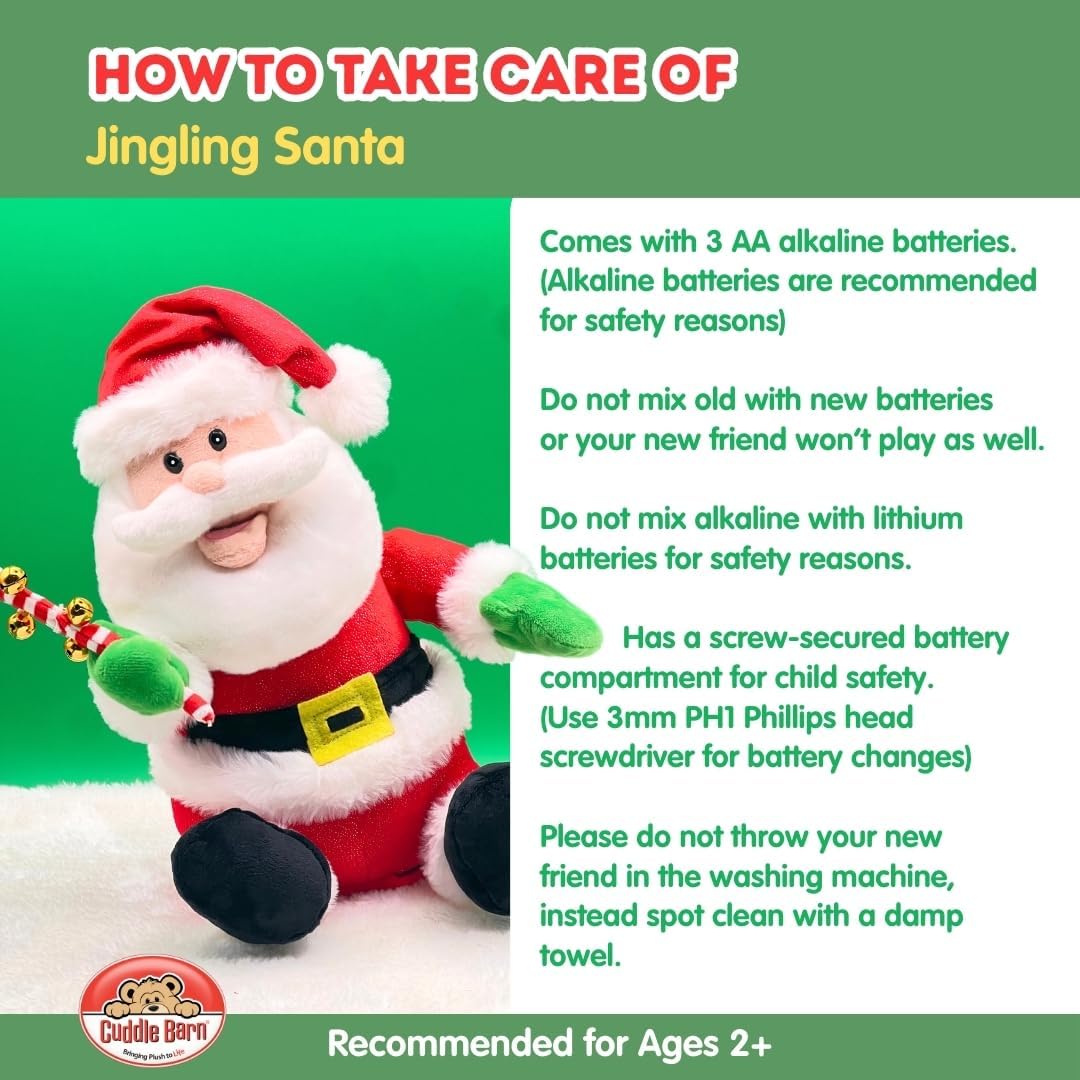 Cuddle Barn - Papá Noel Jingling | Juguete de peluche navideño de P...