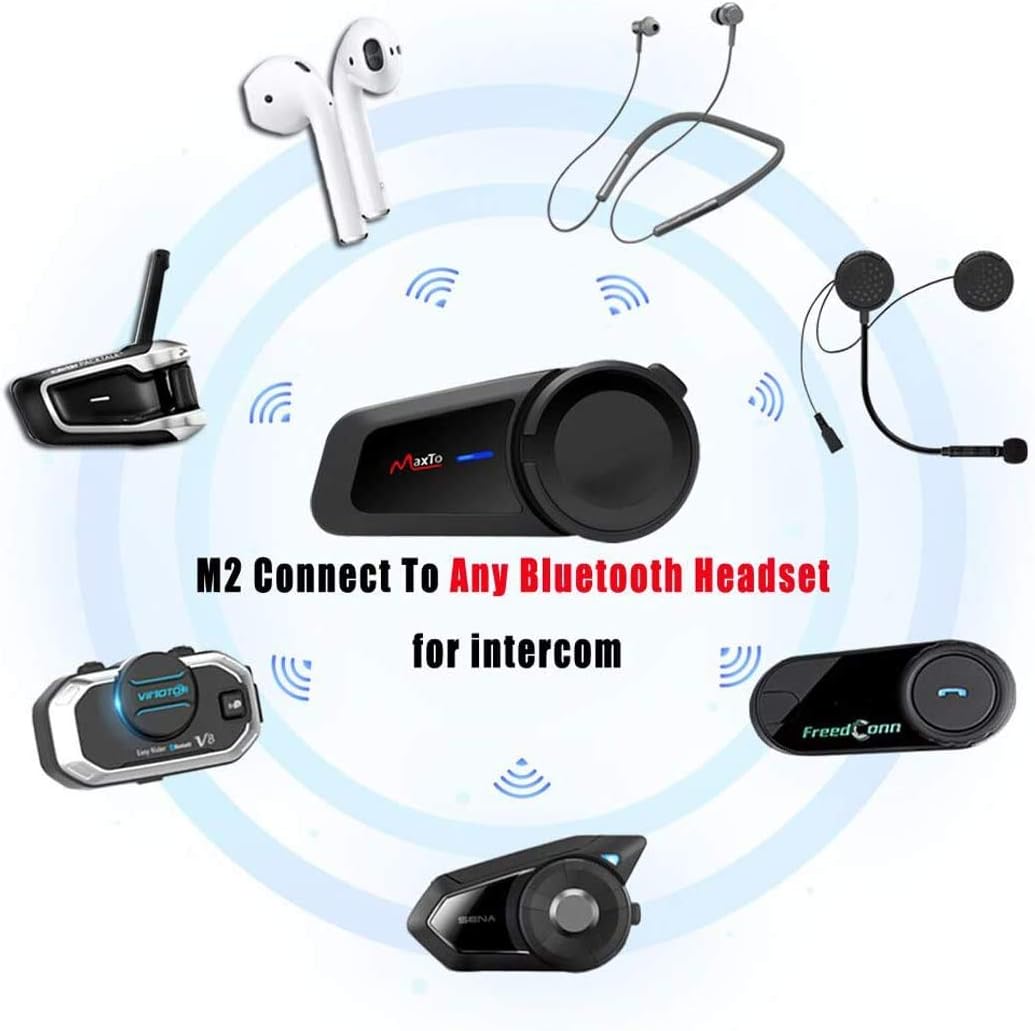 QSPORTPEAK Casco de motocicleta Bluetooth Intercomunicación Auricul...