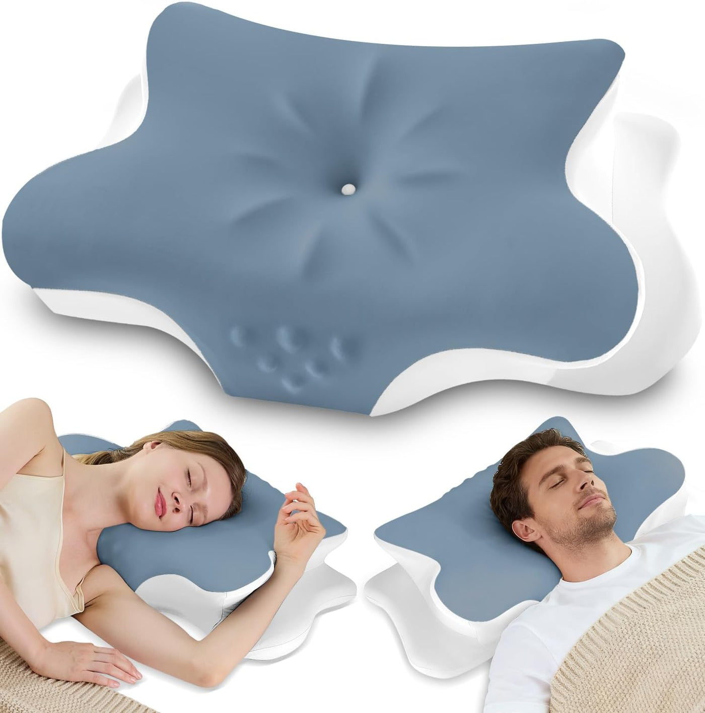Almohada cervical para el cuello para aliviar el dolor, almohada er...