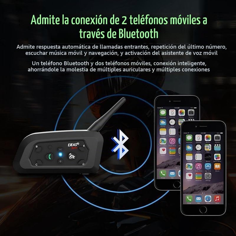EJEAS V6 Pro+ - Casco de motocicleta Bluetooth 5.1 Intercomunicador...