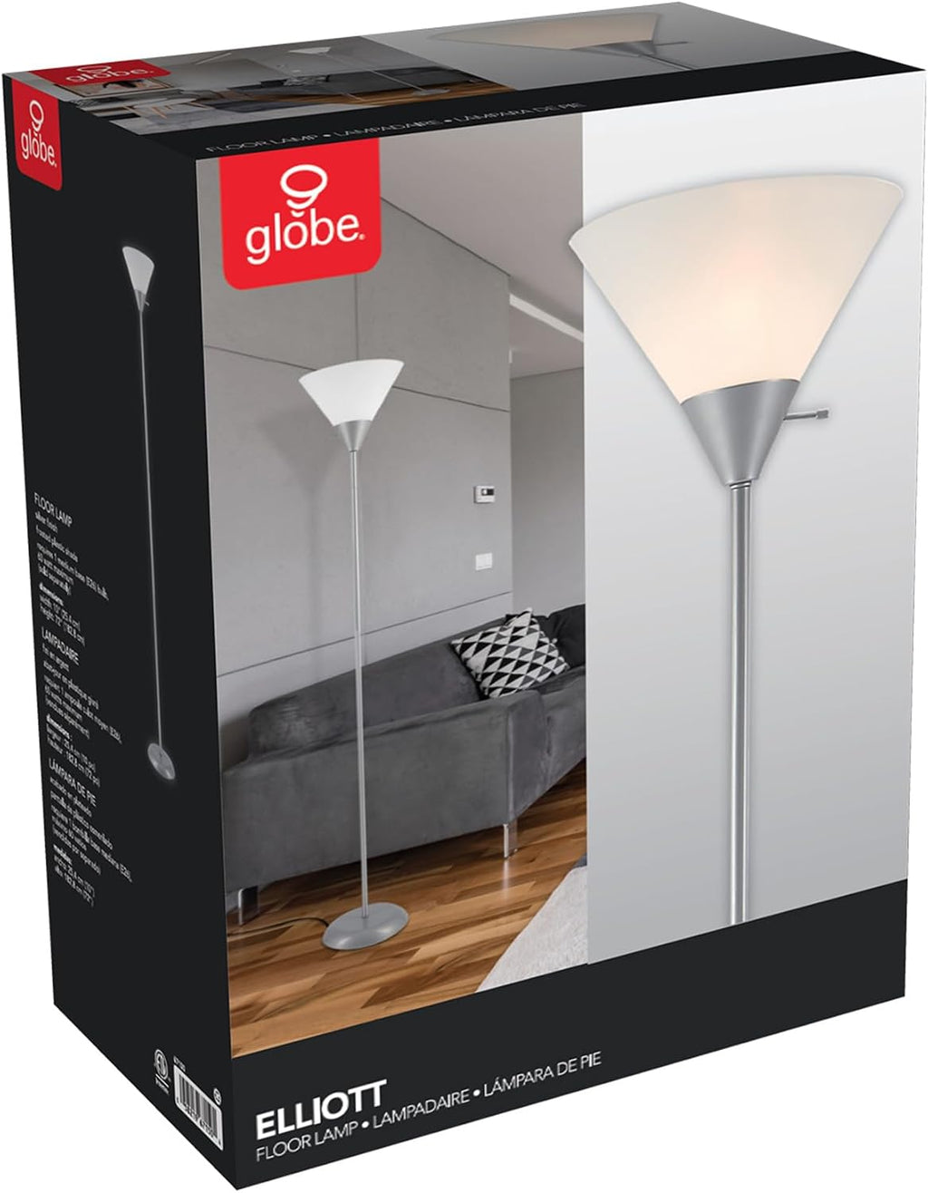 Globe Electric 677150 Elliott 72" Lámpara de pie, plateada, pan...
