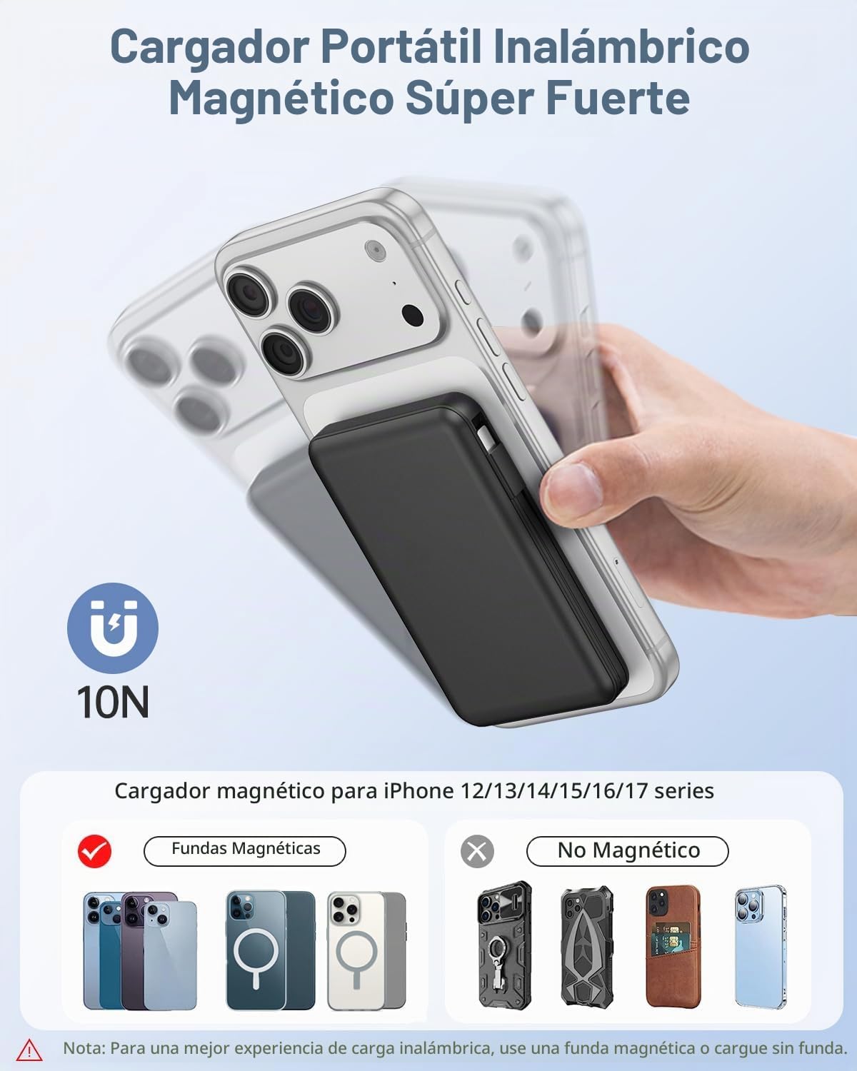 Gawegar para cargador portátil MagSafe, banco de energía magnético...