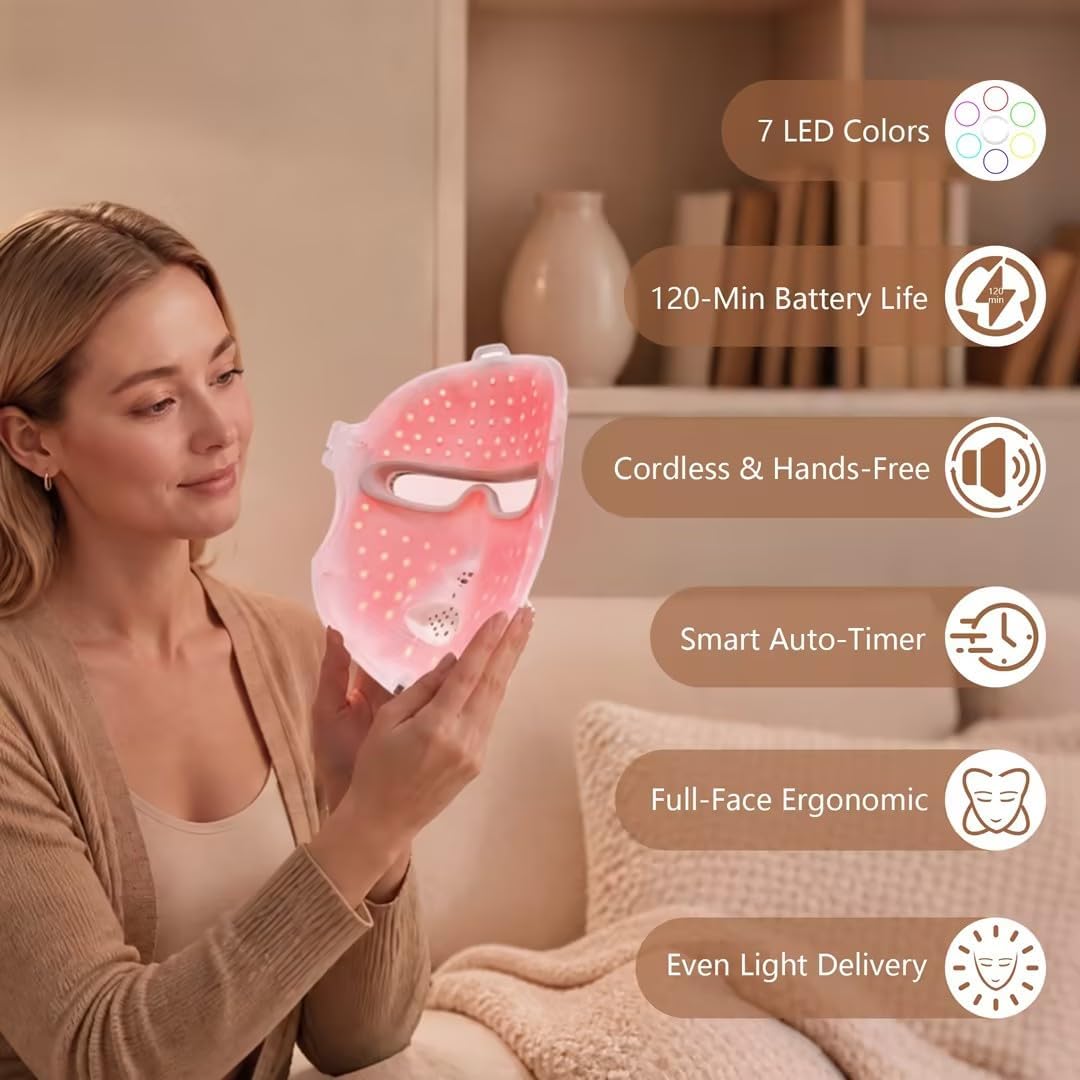 Aimilove Máscara de terapia de luz roja para cara, 850nmNIR trata e...