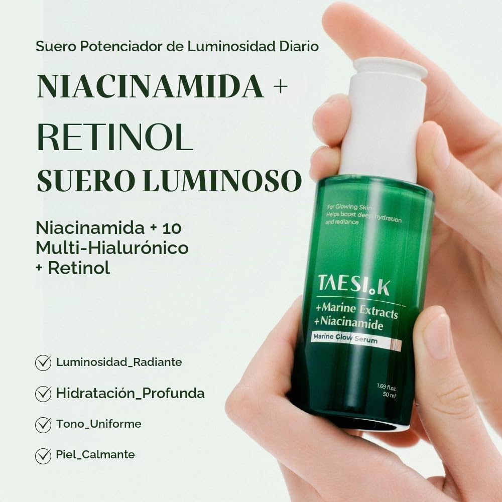 Suero facial con niacinamida, retinol y ácido hialurónico, piel de...