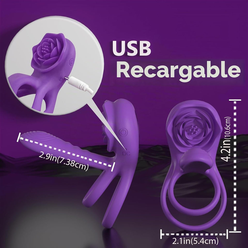 Juguete Sexual Rosa para Hombres y Mujeres - Anillo Vibrador para P...