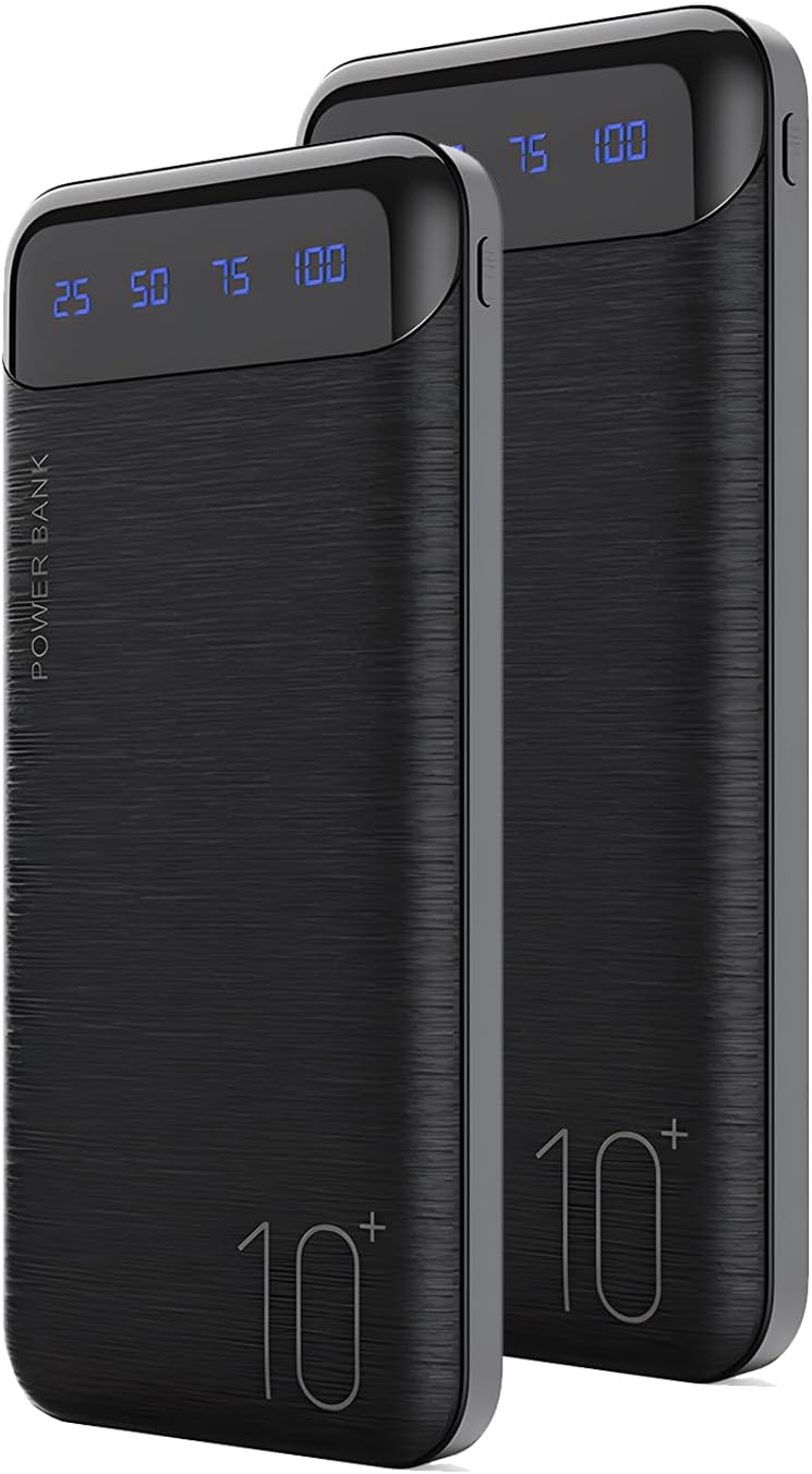 YOBON Paquete de 2 baterías externas de 10.000 mAh con cargador por...