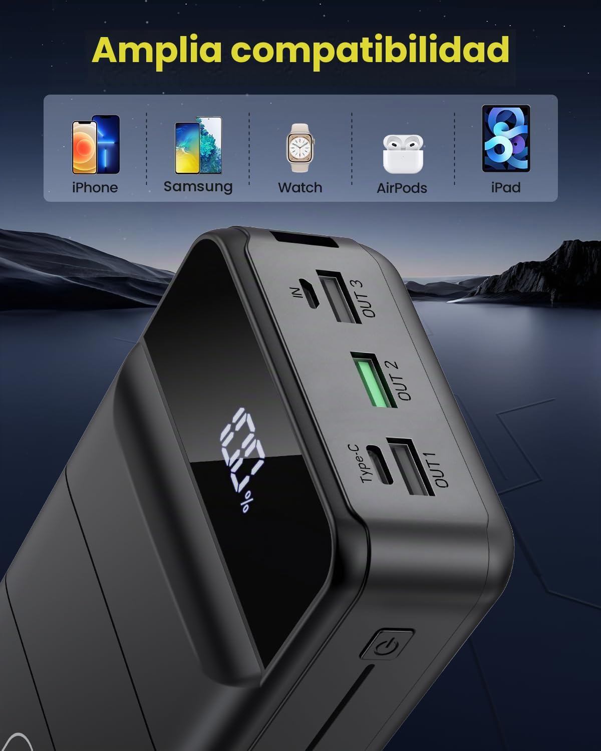 Banco portátil 60000mAh, banco de batería, cargador de teléfono por...