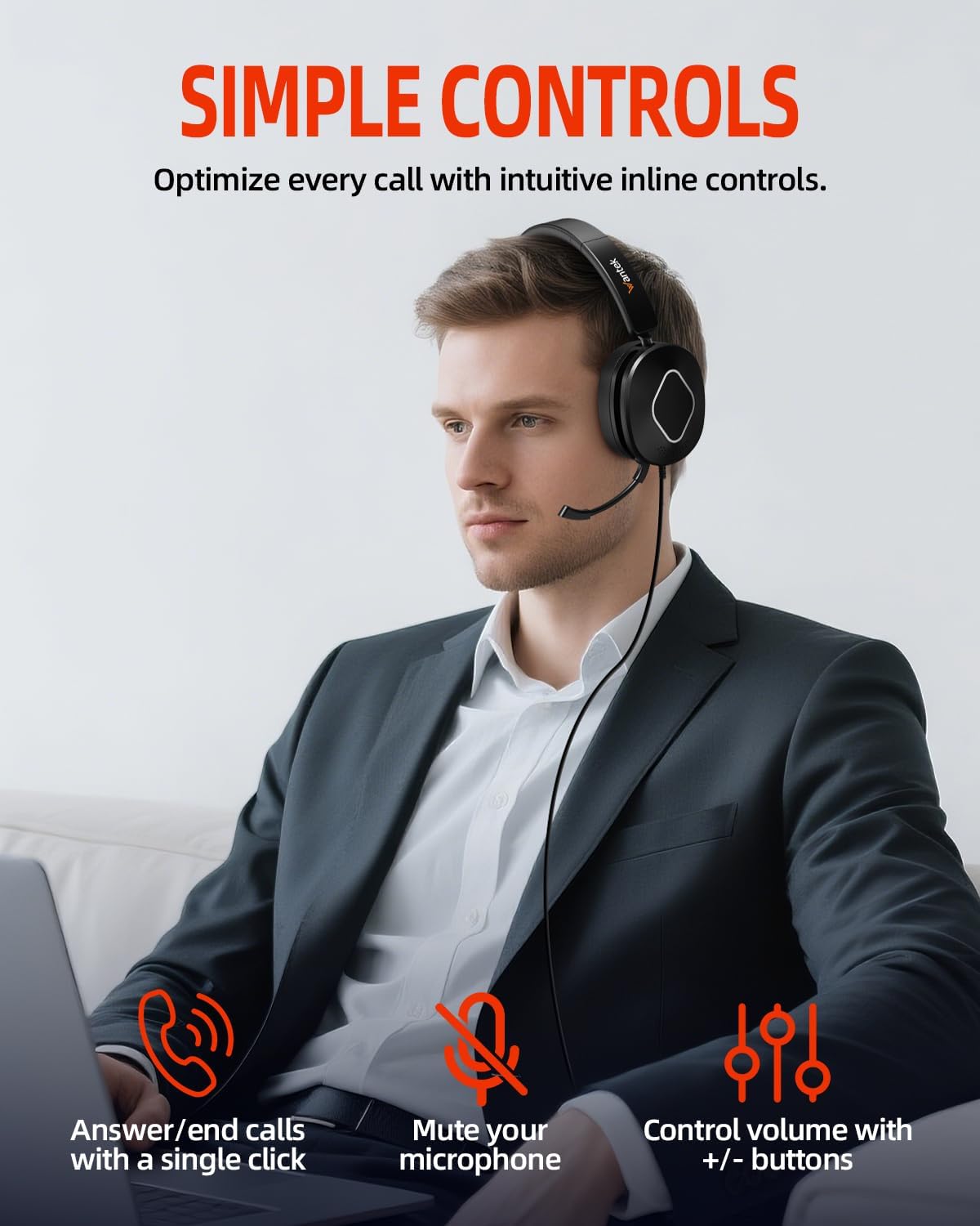 Wantek Auriculares USB con micrófono con cancelación de ruido | Aur...