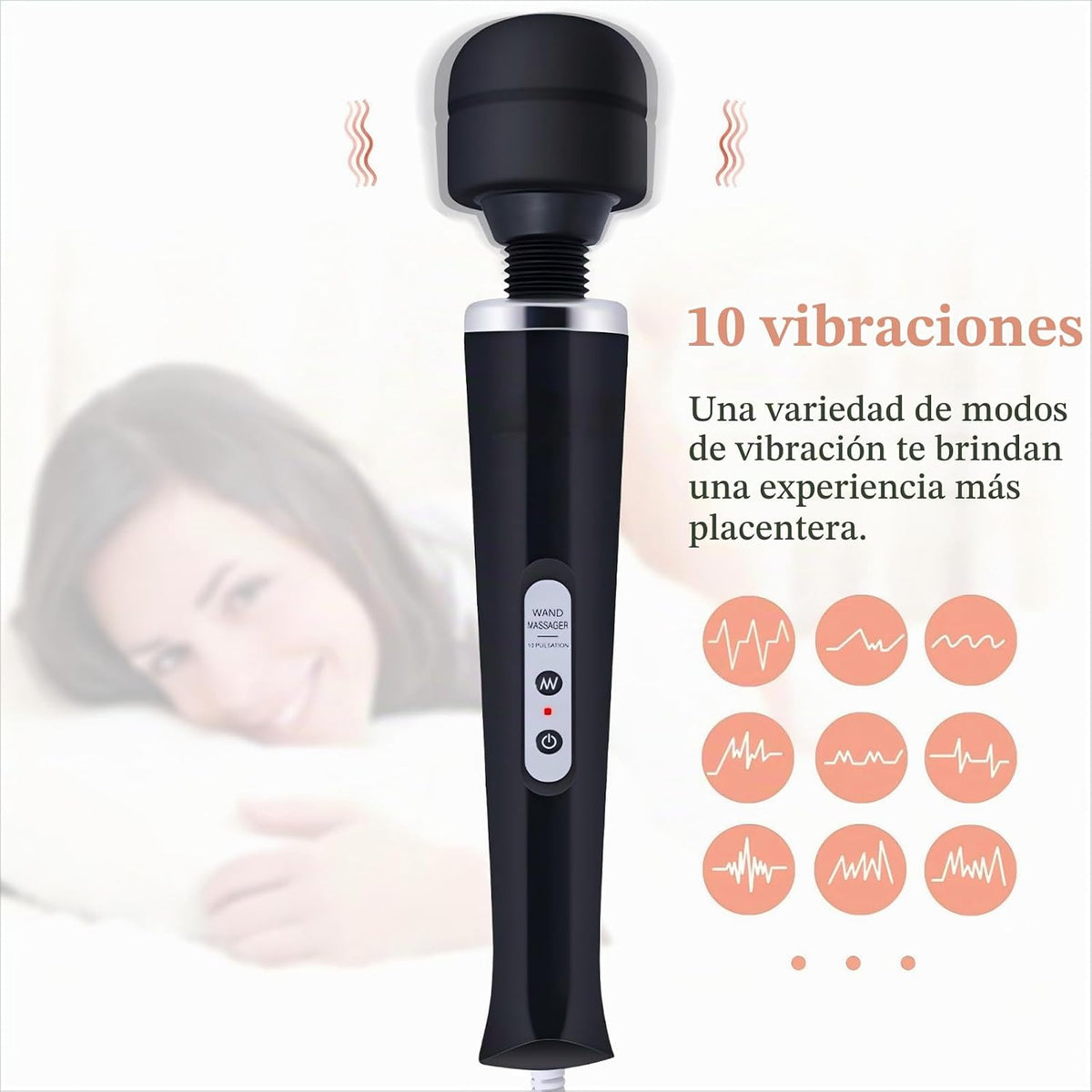 Masajeador vibratorio con 10 configuraciones de pulso Vibración fue...
