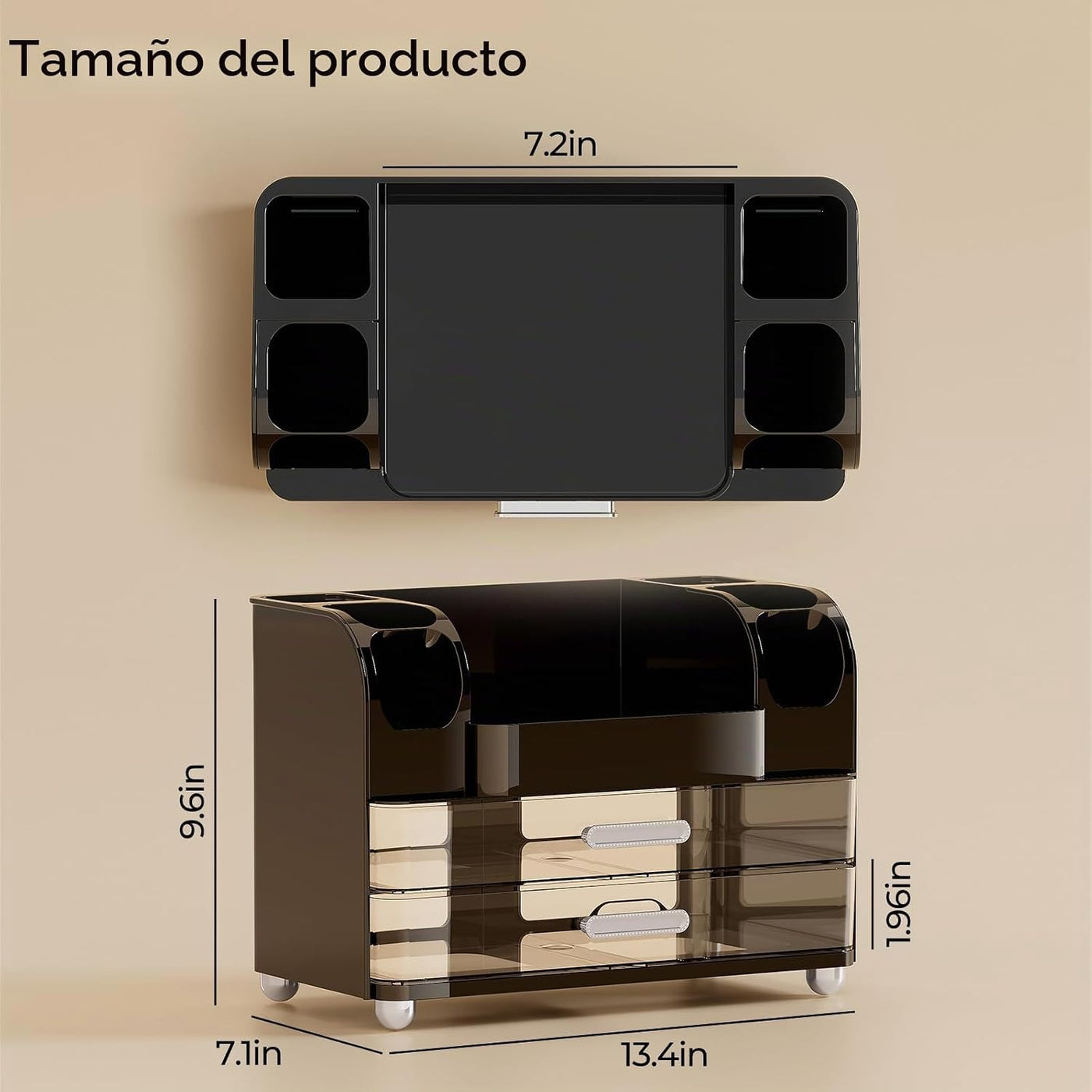 UFORU Organizador de maquillaje para encimera con 2 cajones grandes...
