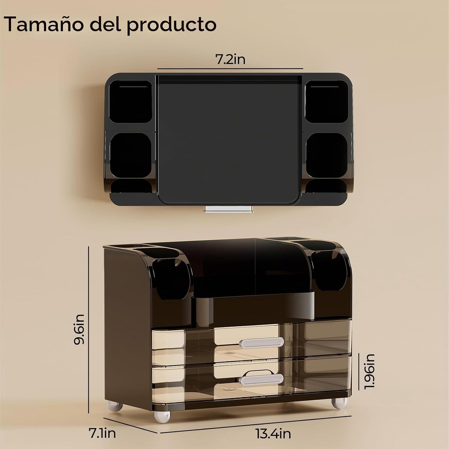 UFORU Organizador de maquillaje para encimera con 2 cajones grandes...