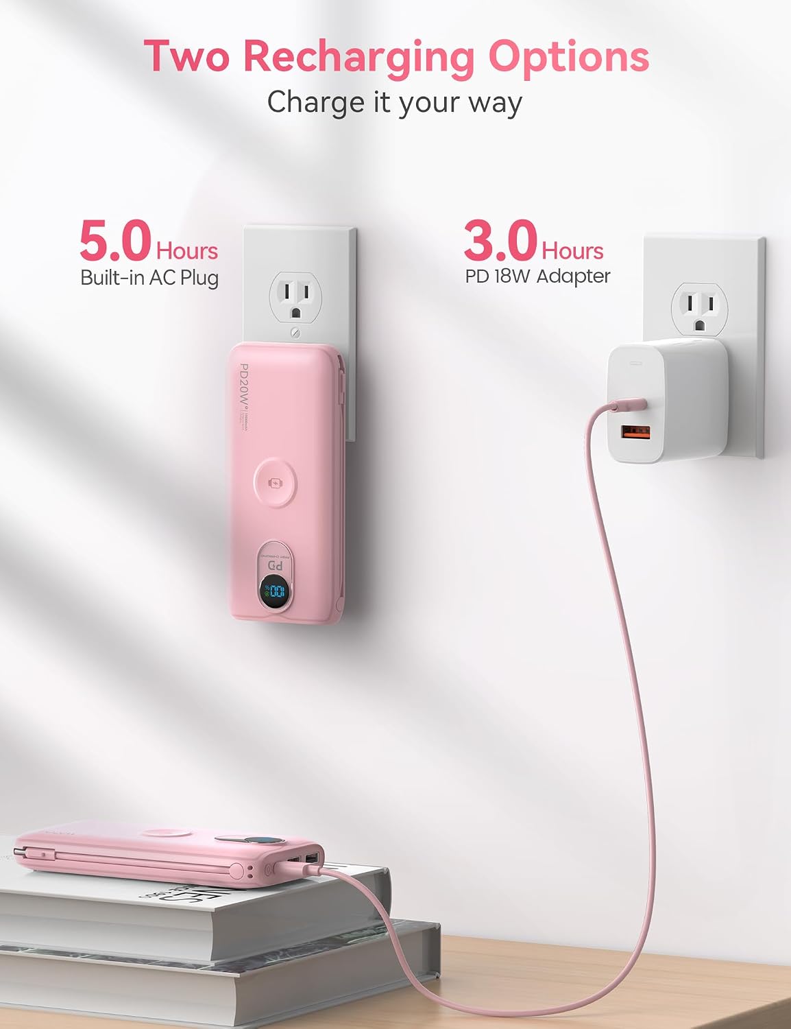 Cargador portátil Power Bank 10000mAh PD20W con cables incorporados...