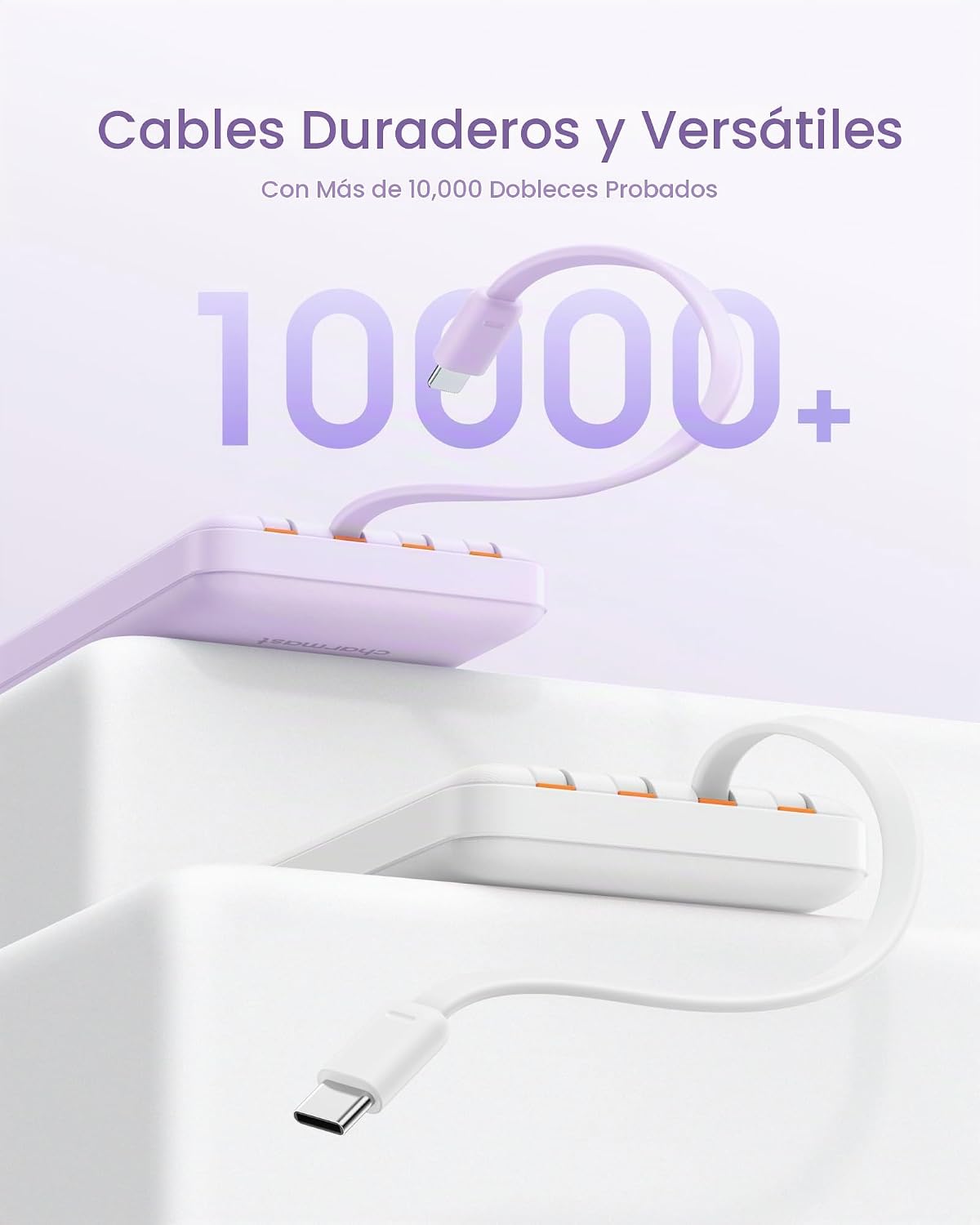 charmast Cargador portátil de carga rápida, 4 cables incorporados,...