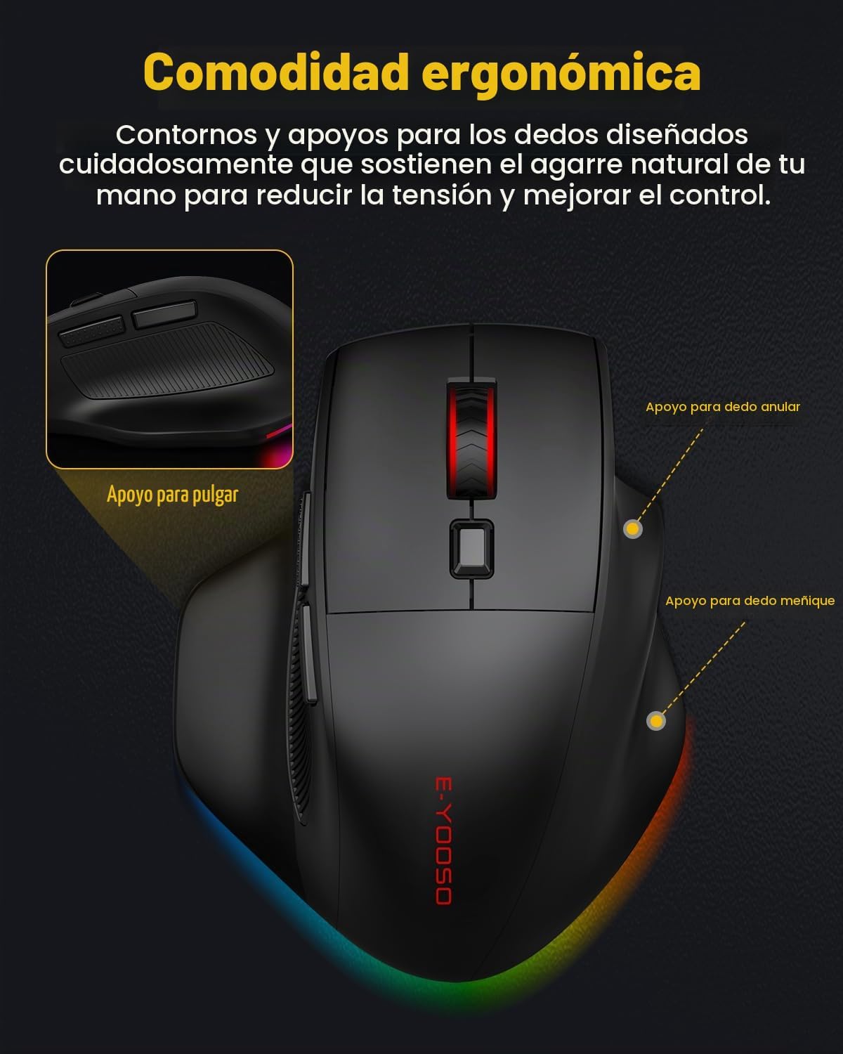 E-YOOSO Ratón ergonómico X54, Ratones inalámbricos y Bluetooth reca...