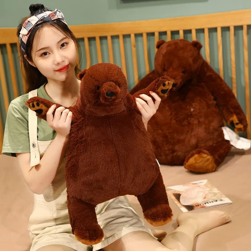 MIAOHAHA Oso de peluche marrón oscuro de 23.6 pulgadas, juguete de...