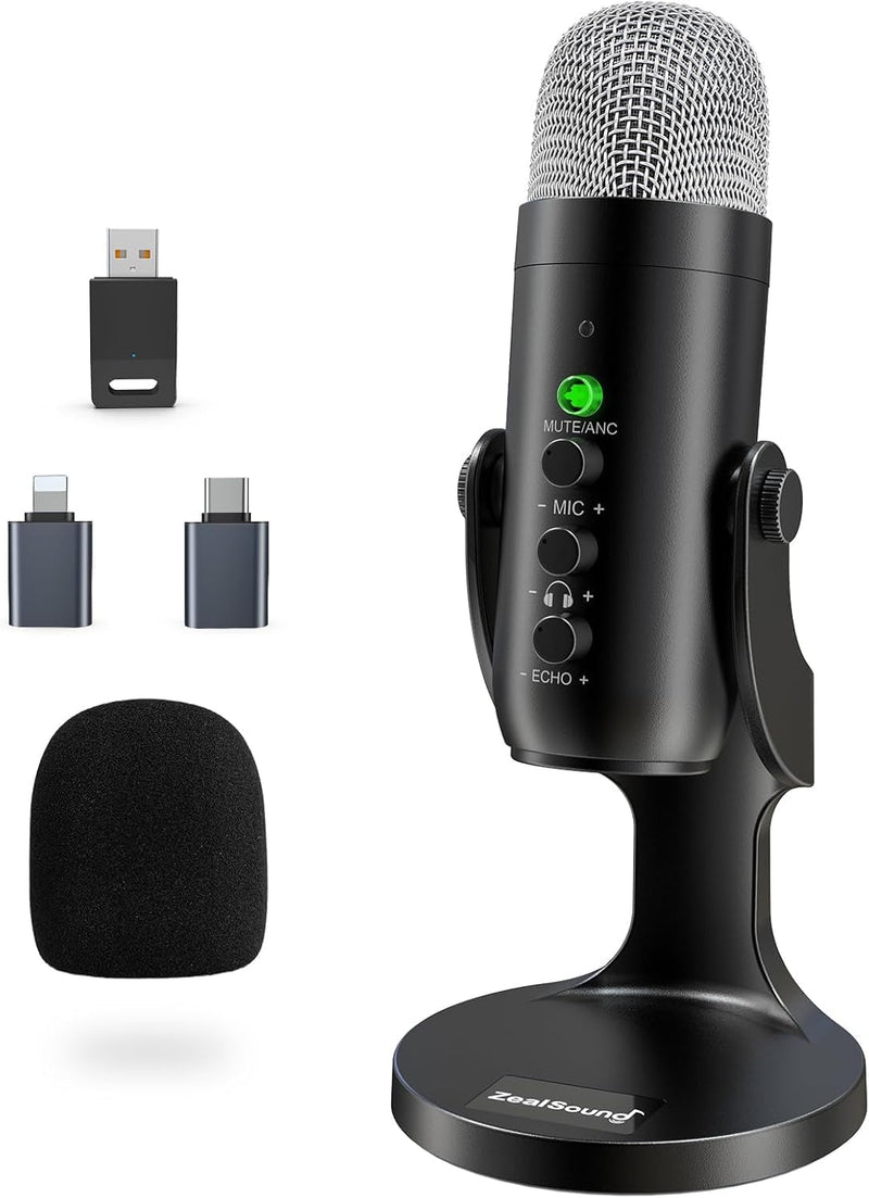 Micrófono inalámbrico ZealSound para PC, iPhone, iPad y Android, mi...