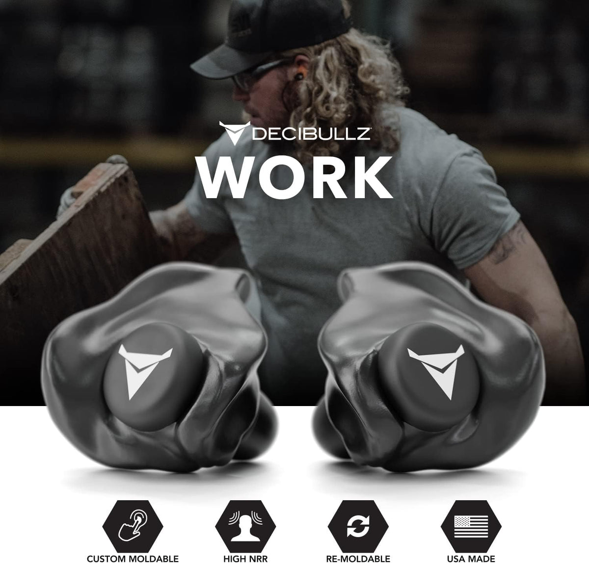 Decibullz - Tapones para oídos moldeables a medida, 31 dB NRR más a...