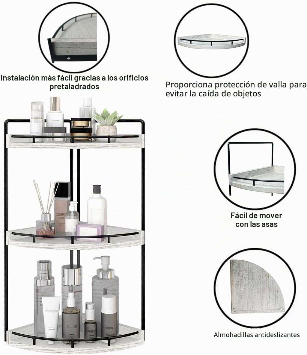 Dorhors Organizador de baño esquinero de 3 niveles para encimera pa...