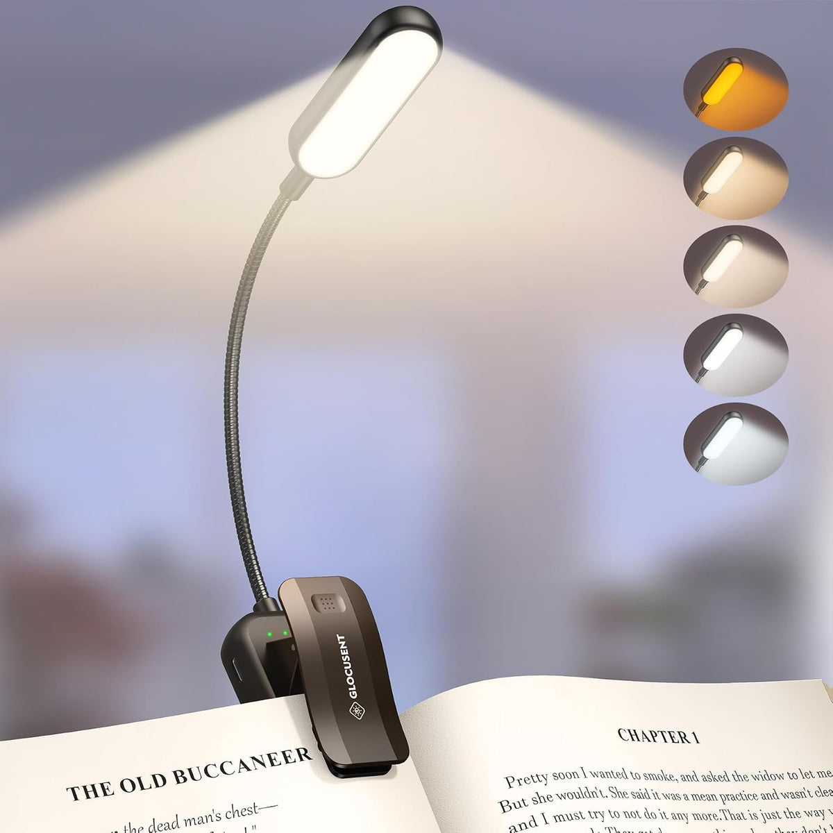 Glocusent Luz de bolsillo con clip para libro