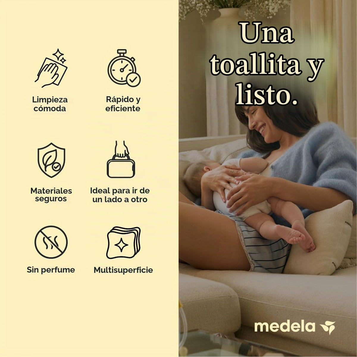 Medela Toallitas de extracción de leche de limpieza rápida, a base...