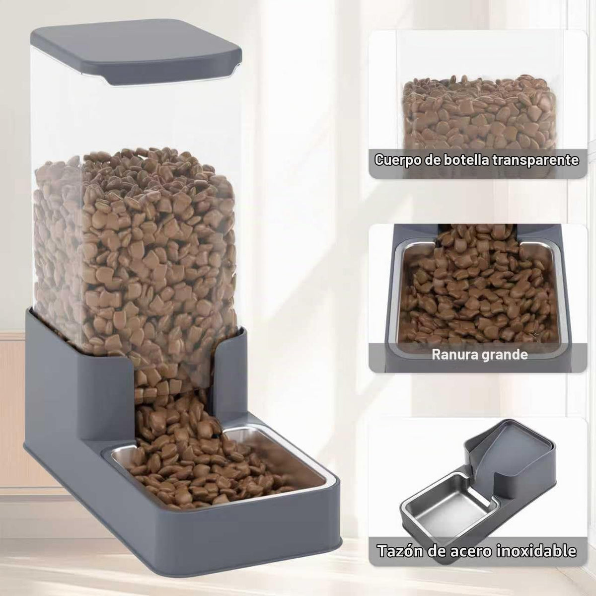 Wefeedy Comedero de acero inoxidable para gatos y dispensador de ag...