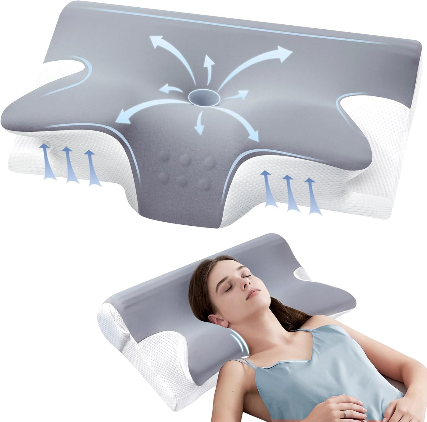 Almohada cervical eficaz para aliviar el dolor para dormir, almohad...