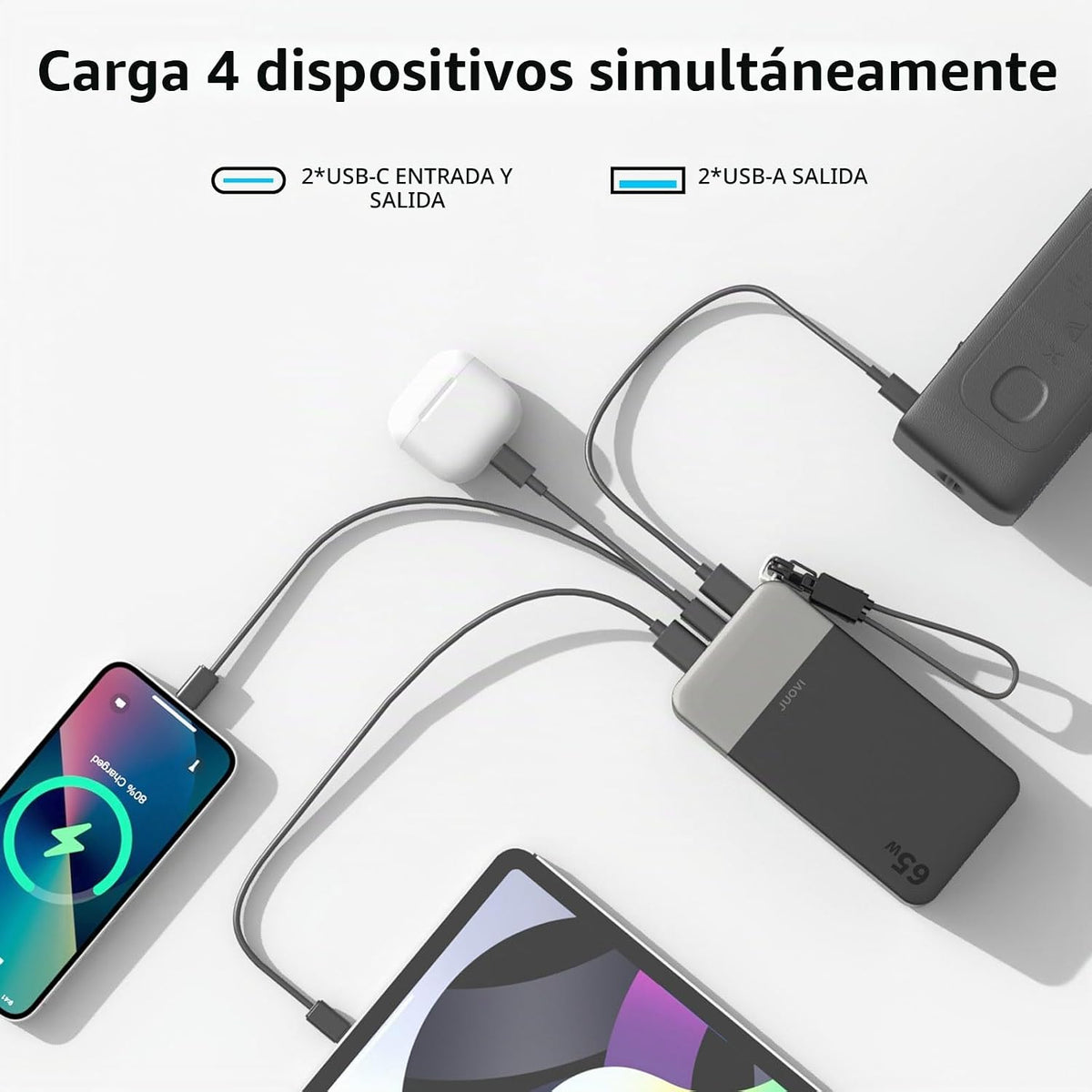 JUOVI Cargador portátil de 65 w para el banco de energía del ordena...