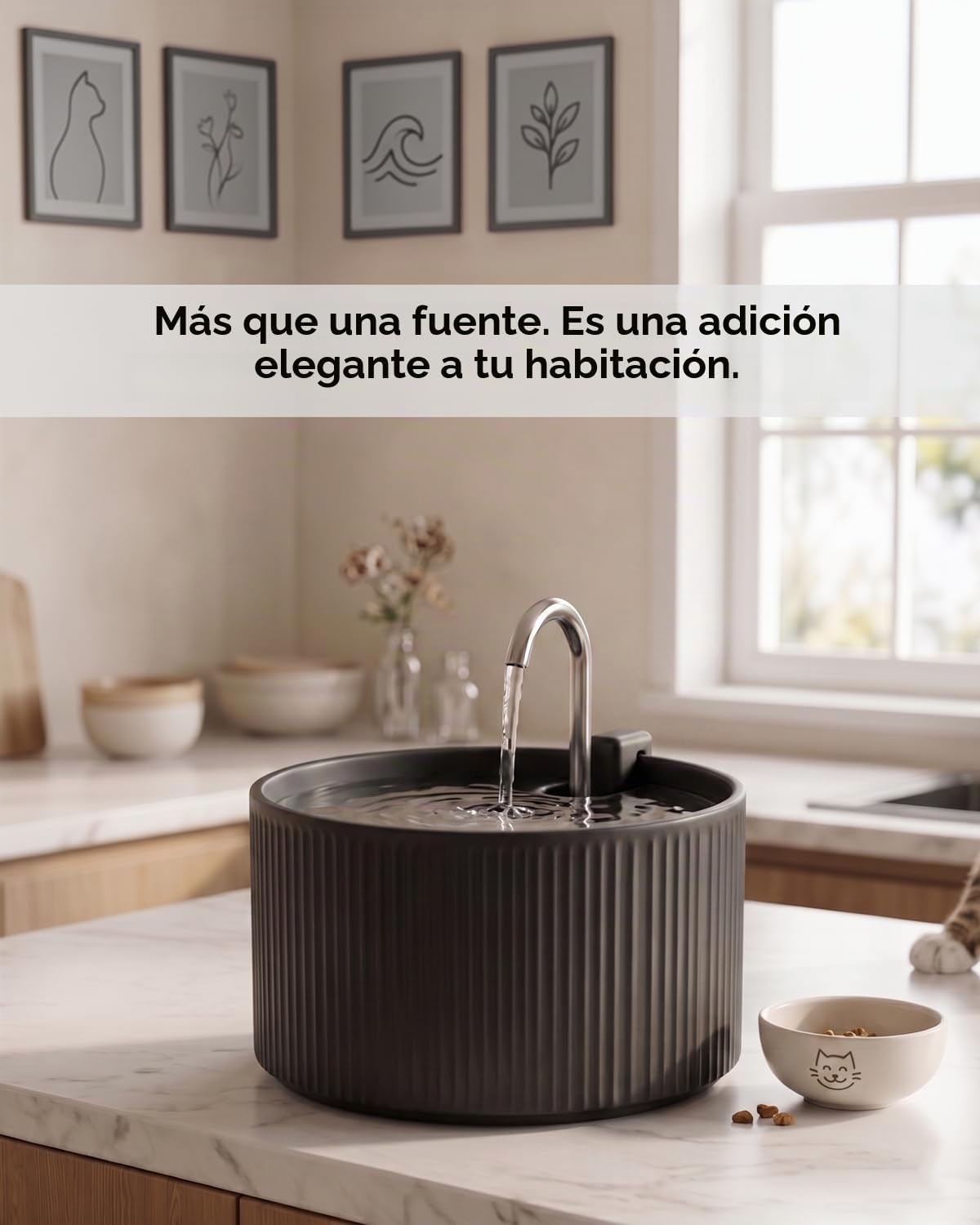 Fuente de agua de cerámica para gatos, 2.2L\/74 onzas, fuente autom...