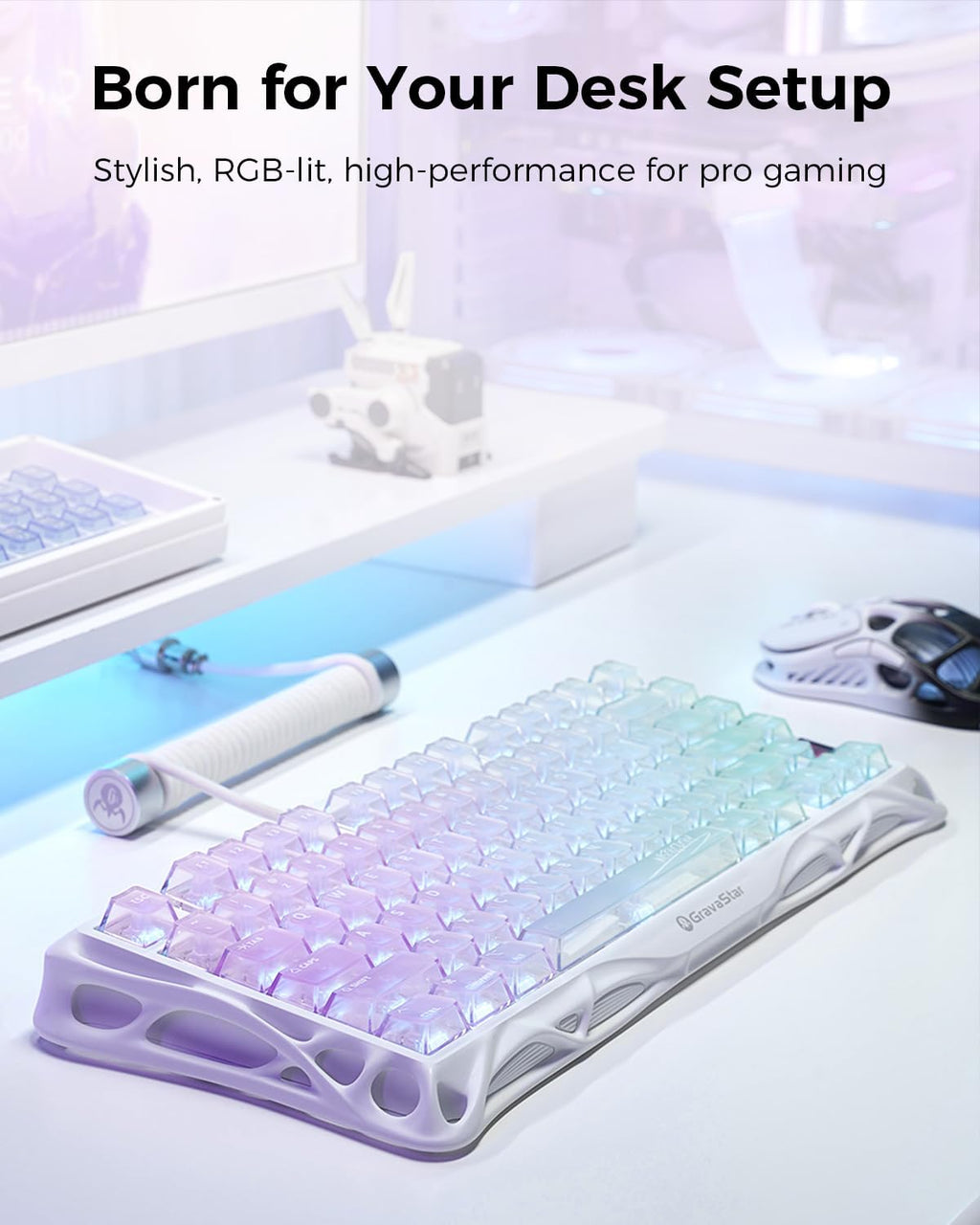 GravaStar Mercury K1 Lite 75% teclado para juegos, teclado inalámbr...
