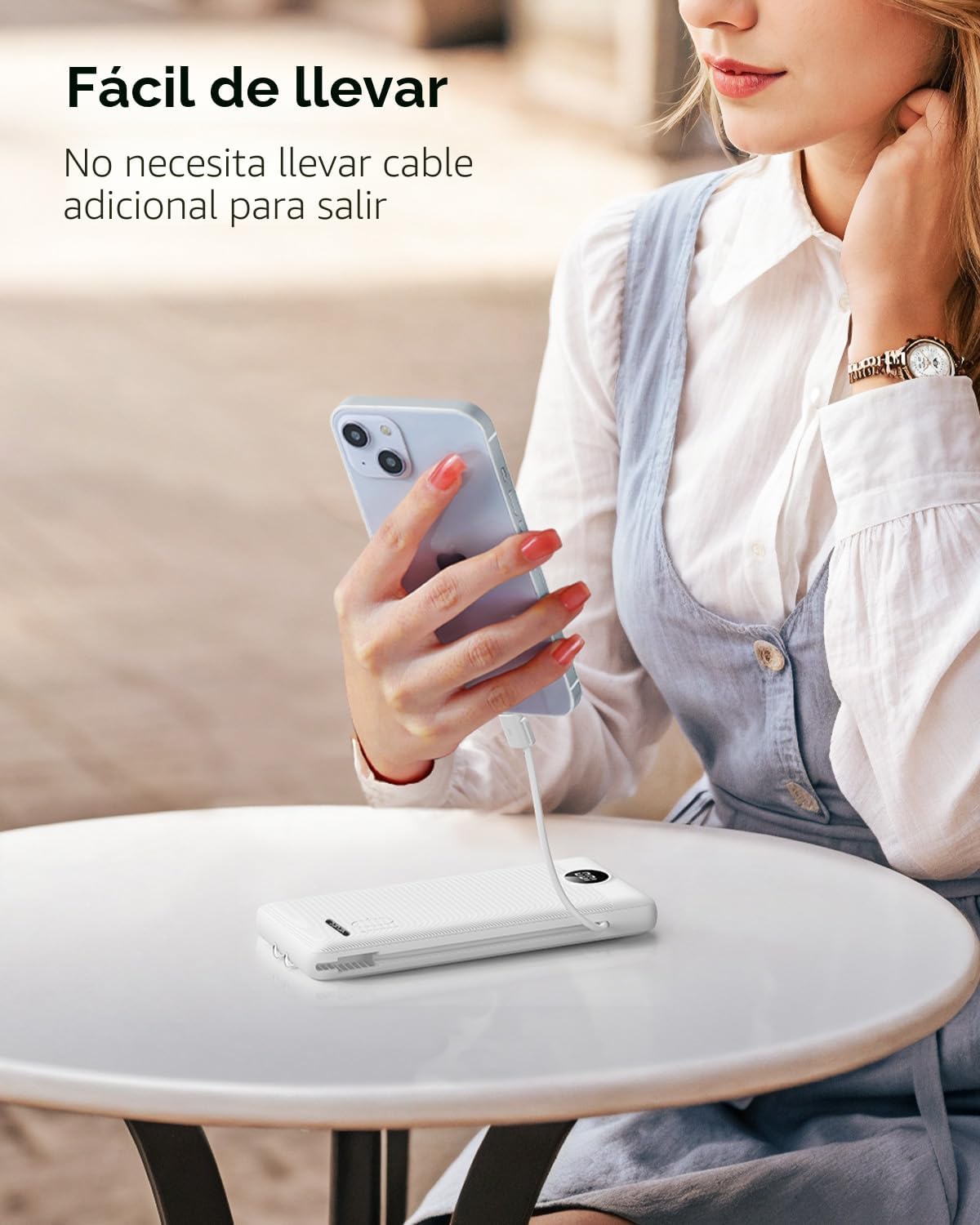 Cargador portátil VRURC, cables integrados en el banco de energía y...