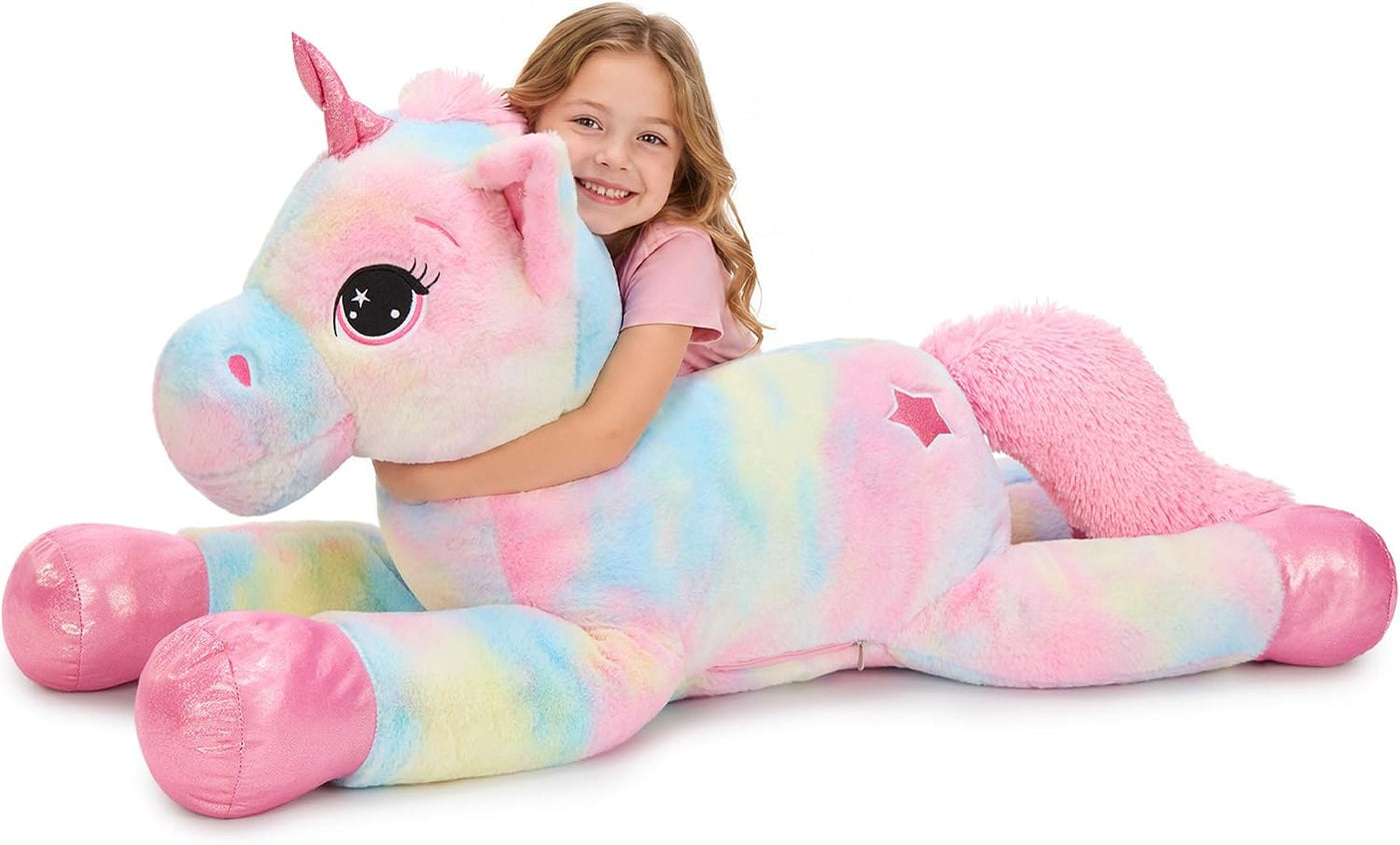 Muiteiur Animal de peluche de unicornio de 43.4 pulgadas, unicornio...