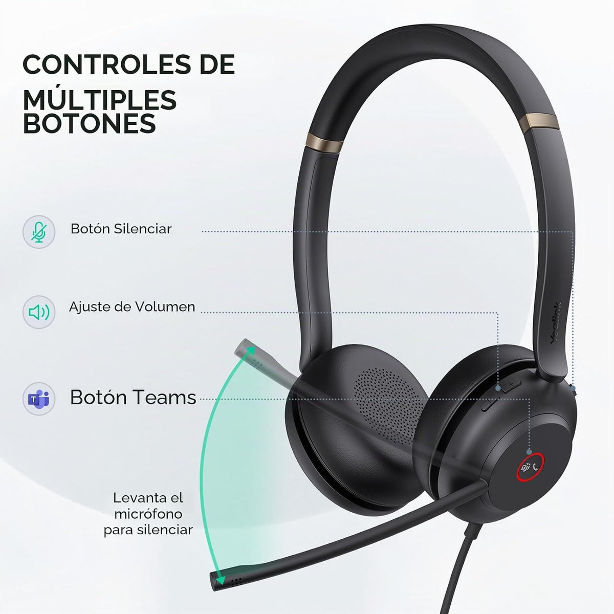 Yealink Auriculares USB UH37 con micrófono de cancelación de ruido,...