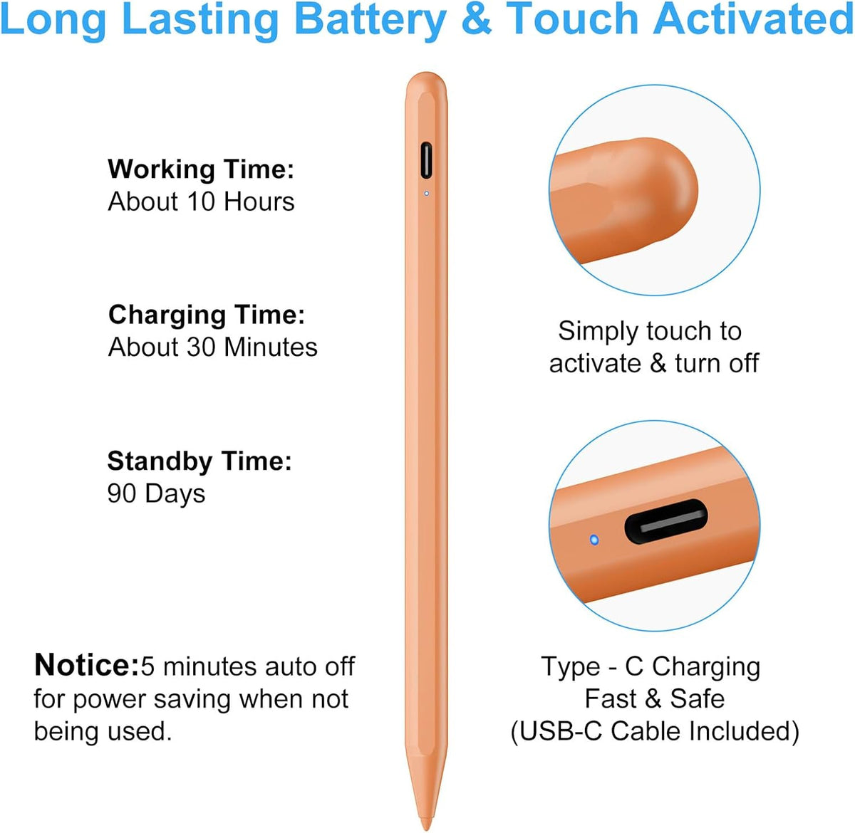 Lápiz capacitivo para iPad (2025-2018) con carga rápida y rechazo d...