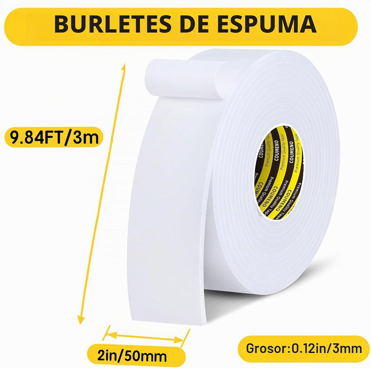 COUMENO Cinta de espuma EVA, sello de ventana de puerta, blanco, 2...