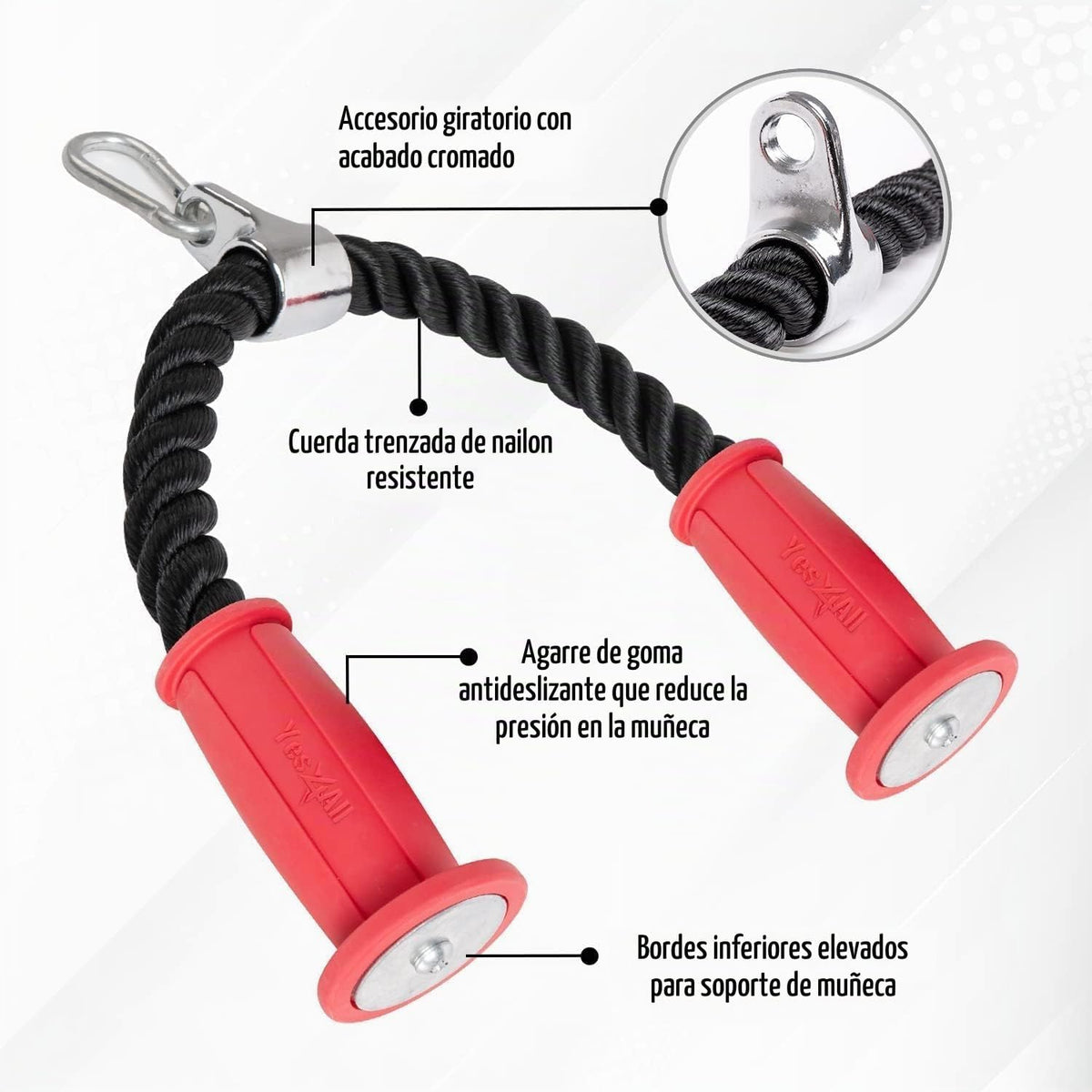 Yes4All Accesorio de cable de cuerda de tríceps de lujo, 27 y 36 pu...