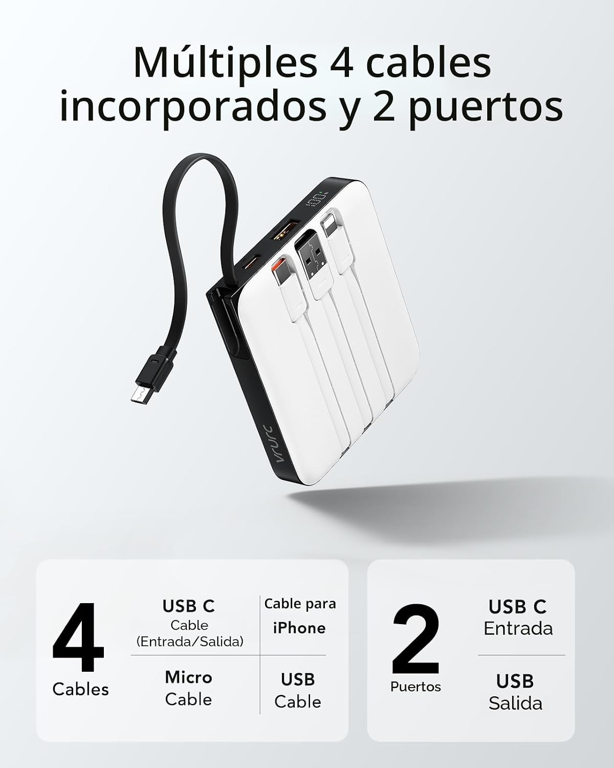 Cargador portátil 10000mAh de la batería VRURC, carga rápida 22.5W...