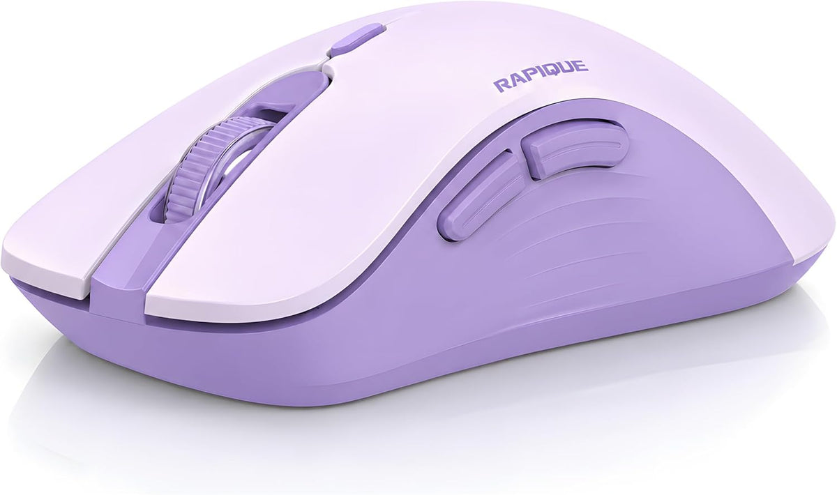 RAPIQUE Ratón inalámbrico Bluetooth, Bluetooth dual y 2.4 GHz, mora...