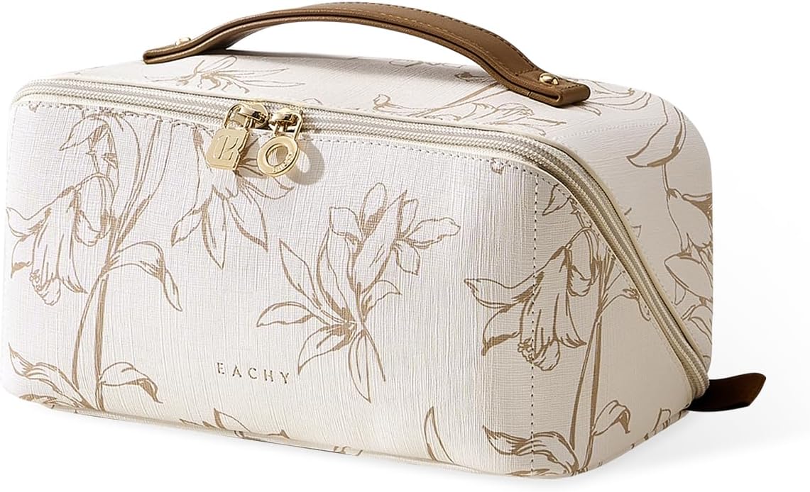 EACHY Bolsa de maquillaje de viaje, bolsas de cosméticos de gran ca...