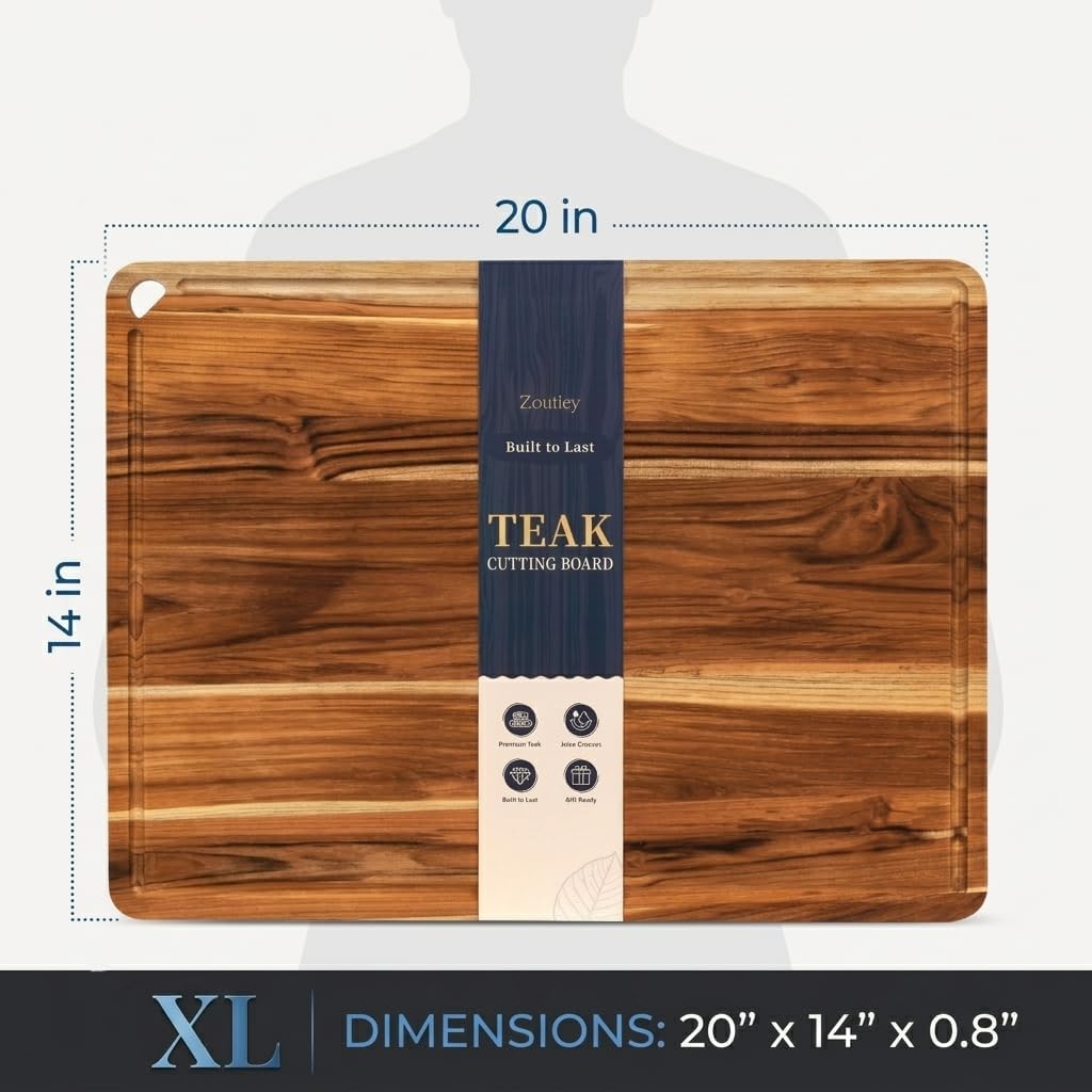 Zoutley Tabla de cortar de madera de teca extragrande para cocina,...