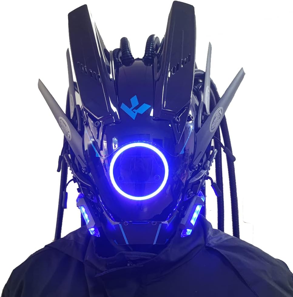 KYEDAY Máscara punk cosplay para hombres, luz redonda con trenzas m...